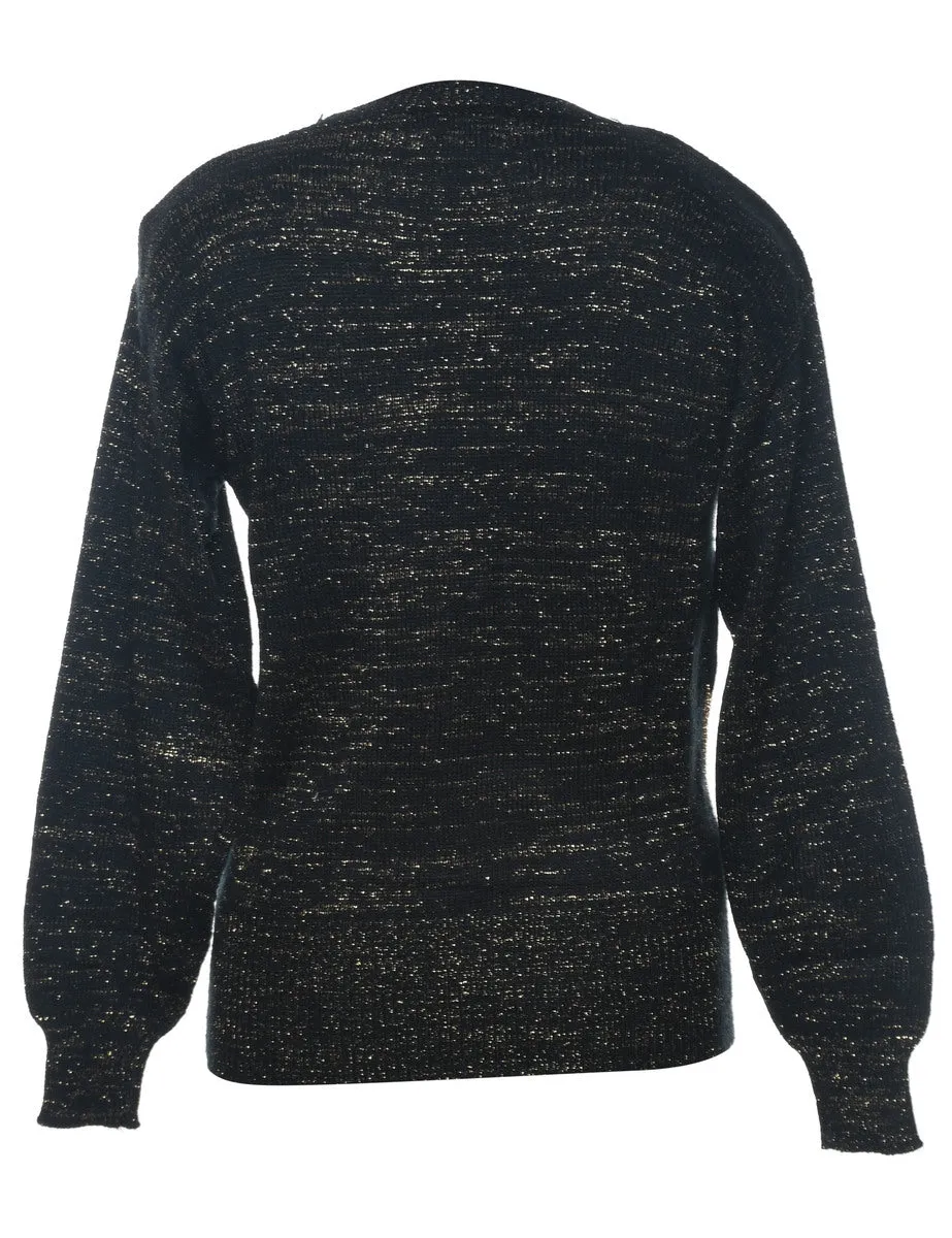 Lurex Thread Pattern Sparkly Patterned Jumper - S