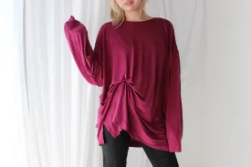 Luxury 90s Pure Silk Jersey Oversized Top or Dress in Magenta