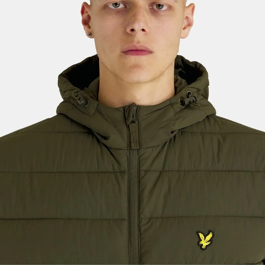 Lyle & Scott Branded Olive Hooded Puffer Jacket