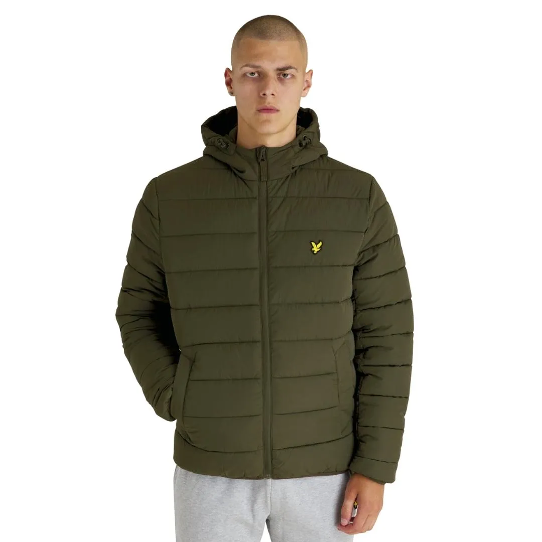 Lyle & Scott Branded Olive Hooded Puffer Jacket