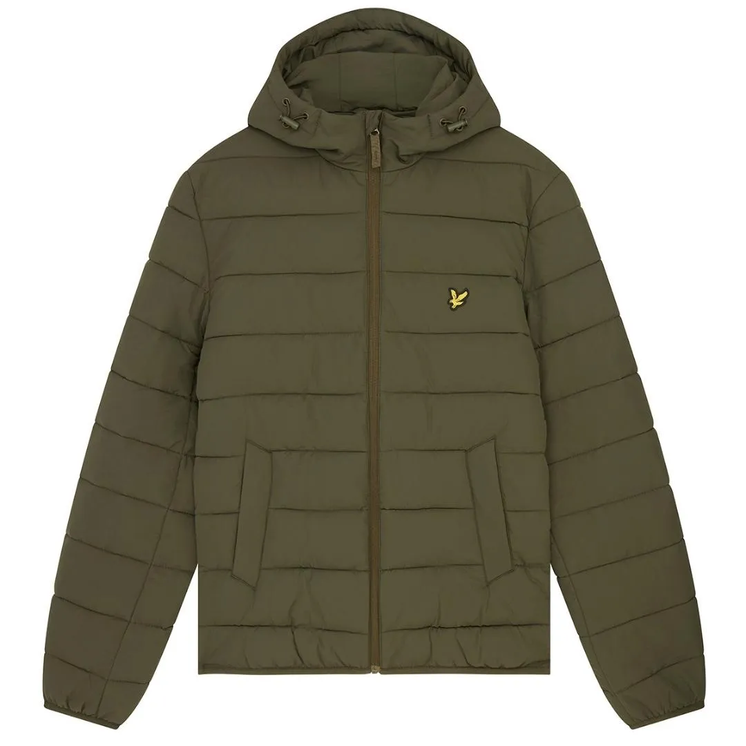 Lyle & Scott Branded Olive Hooded Puffer Jacket