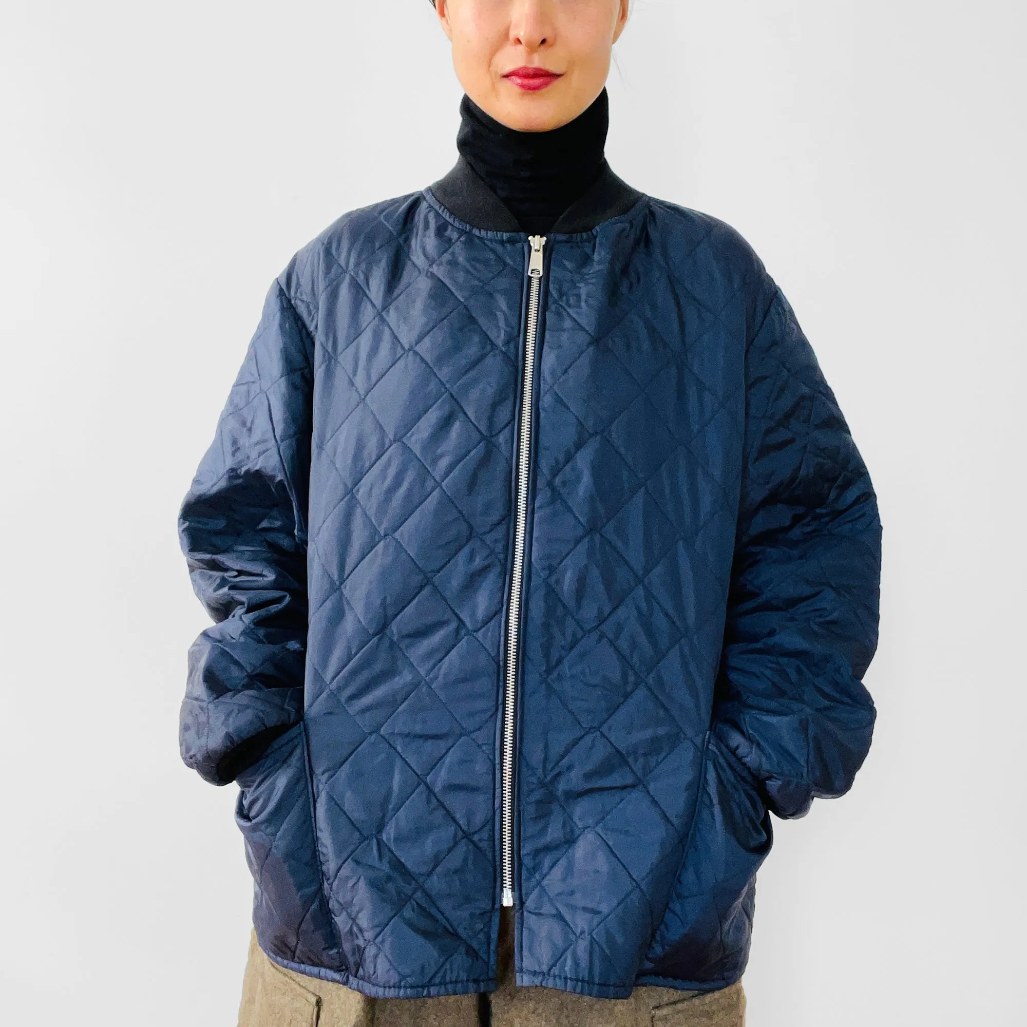 Made in Canada Navy Blue Padded Quilted Zippered Jacket