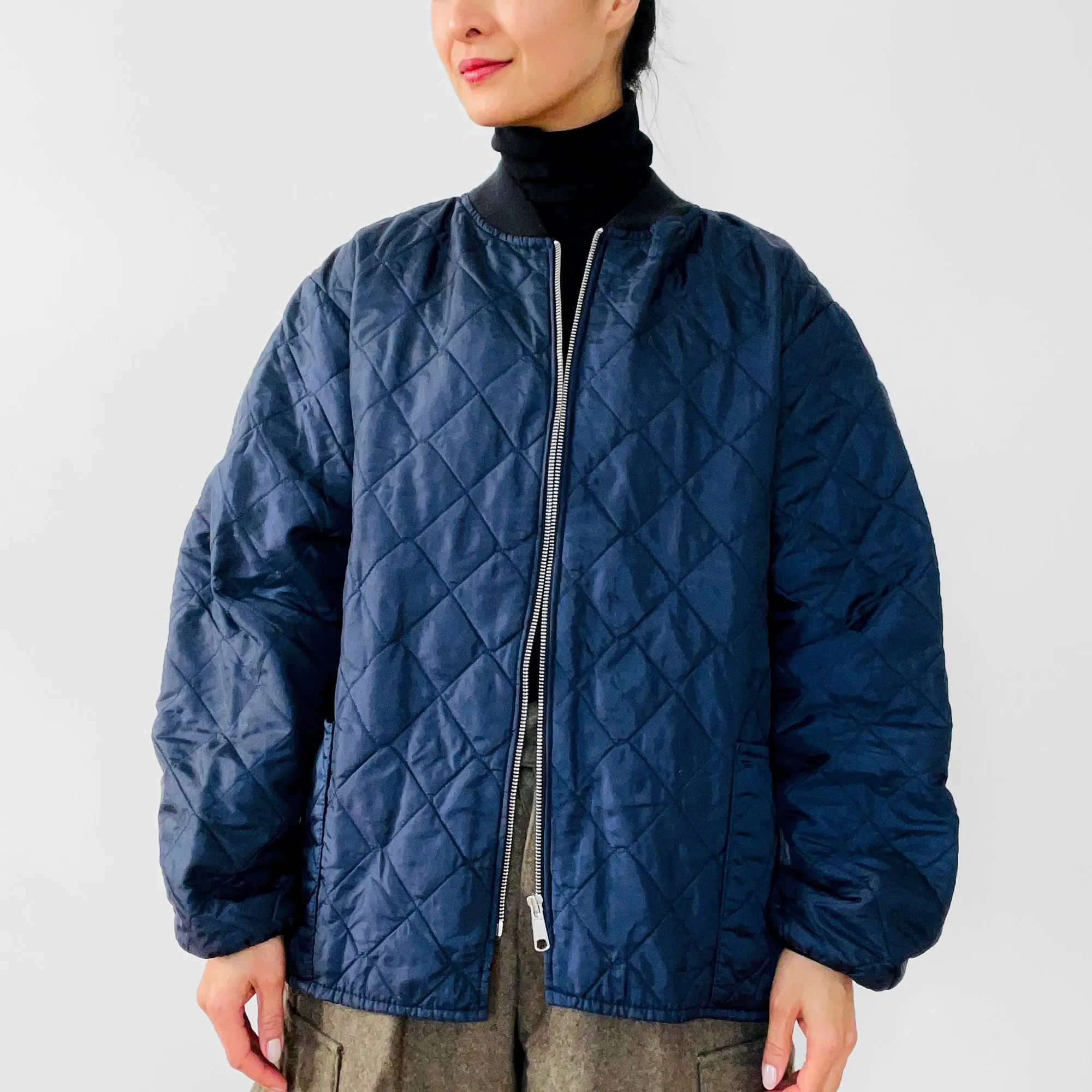 Made in Canada Navy Blue Padded Quilted Zippered Jacket