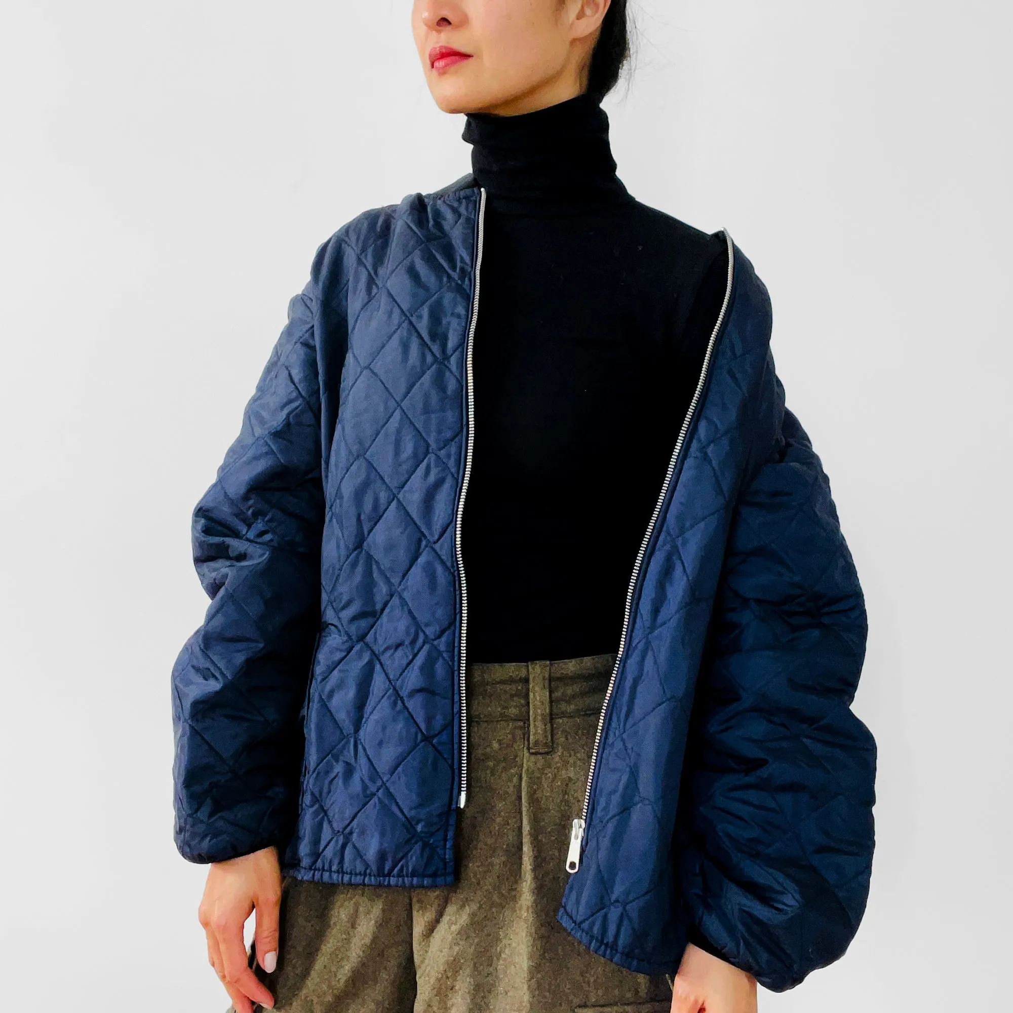 Made in Canada Navy Blue Padded Quilted Zippered Jacket