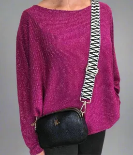 Magenta Metallic Batwing Jumper