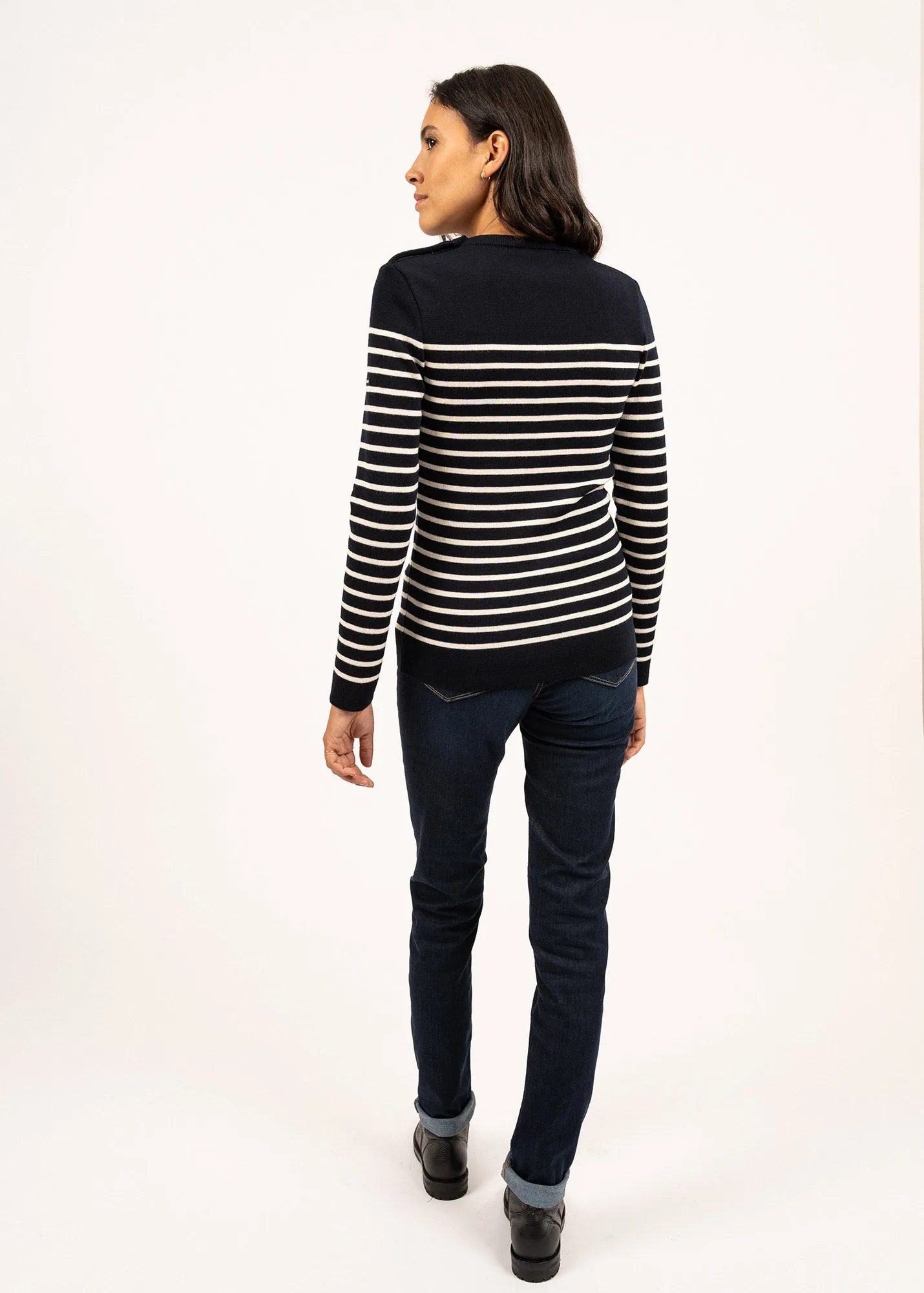 Marée authentic striped sailor jumper - slim fit, in wool (NAVY/ECUME)