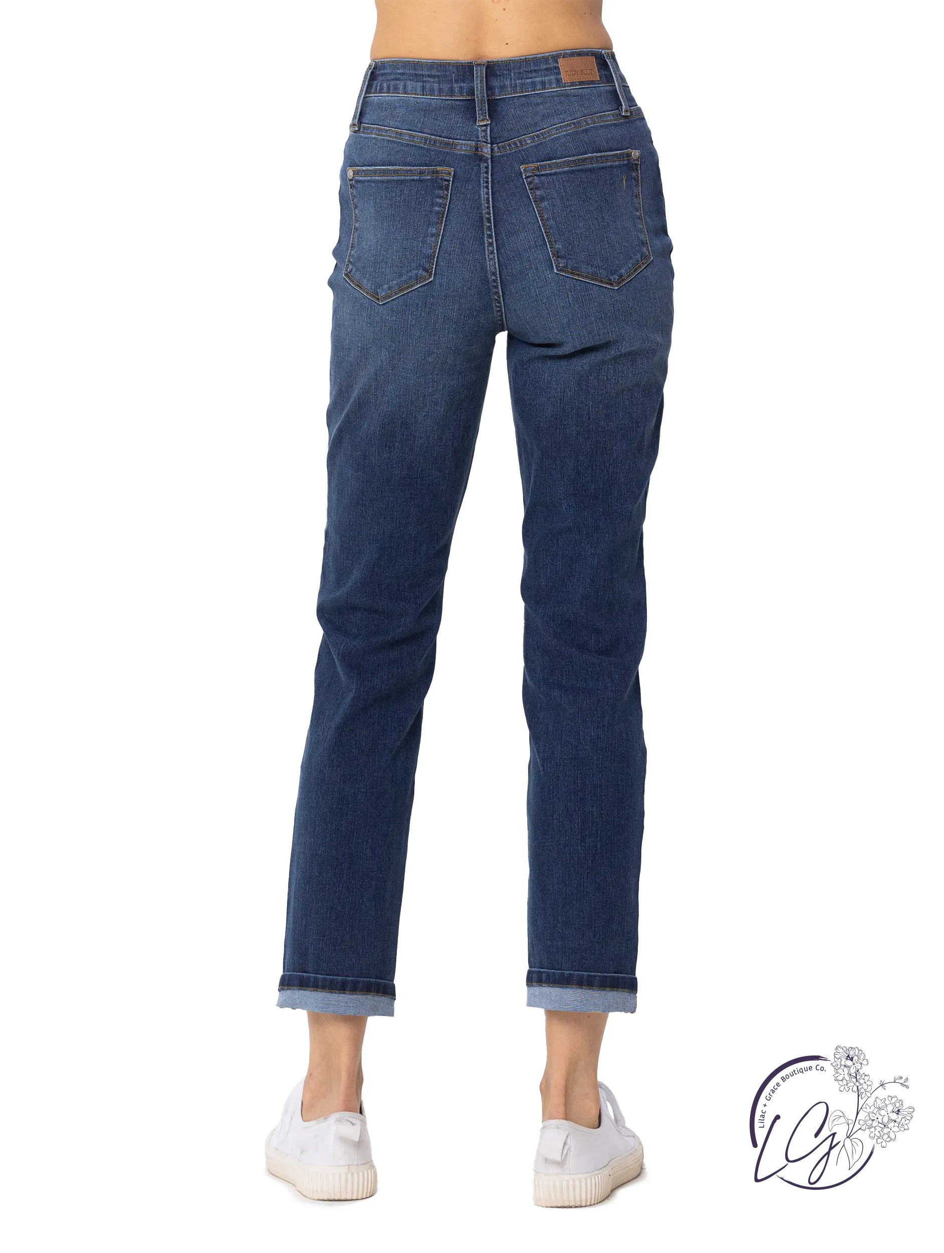 Margaret High-Waist Cool Denim Sustainable Cuff By Judy Blue