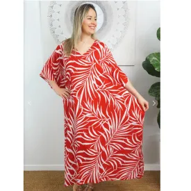 Maya Red Fern Kaftan 12-26