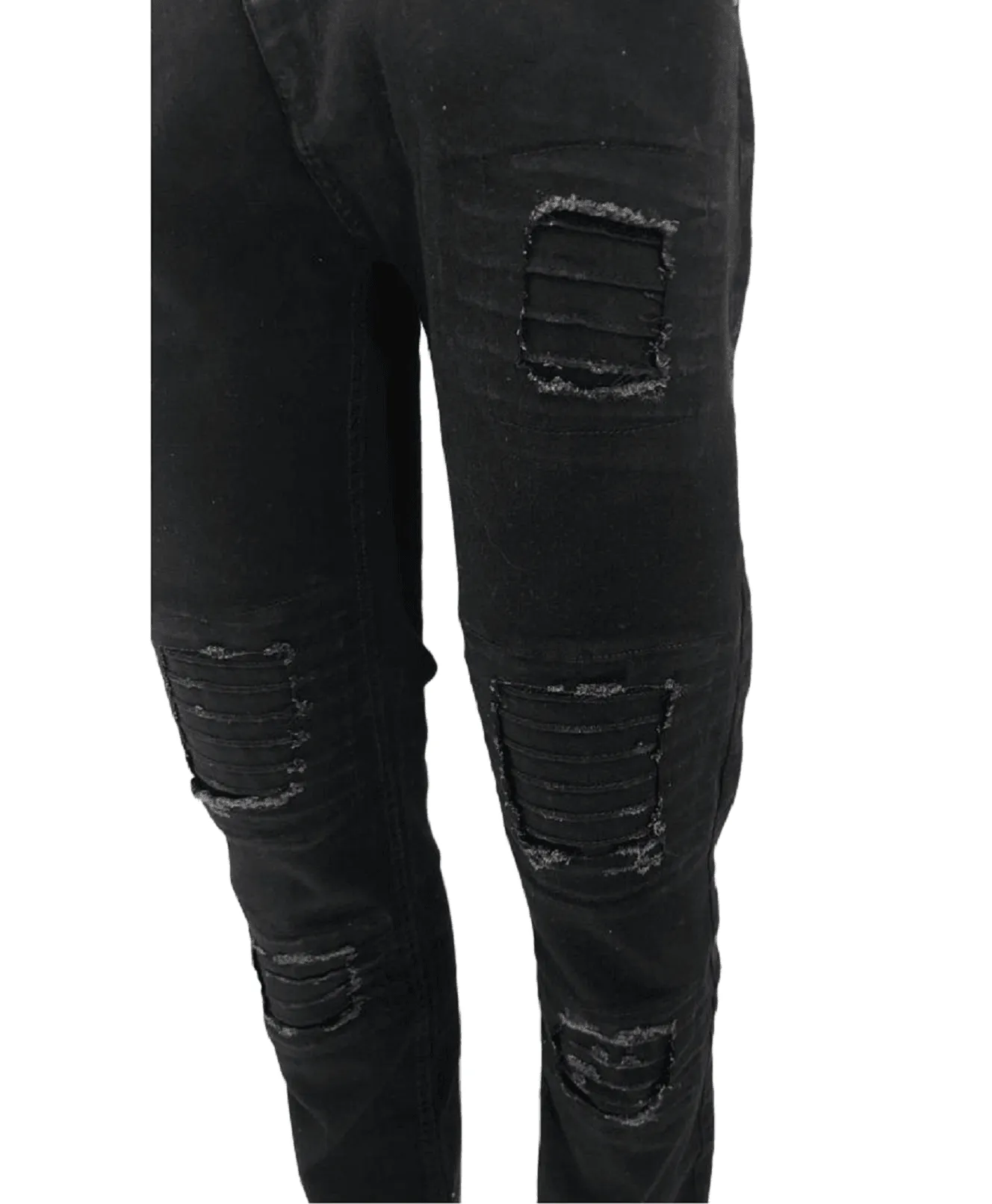 Men's Black Ripped Carrot Fit Jeans Peviani Designer Slim Patchwork Biker Denim Trouser Jeans Pants