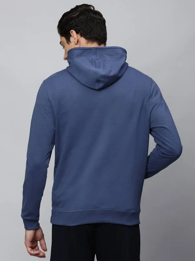 Men's Blue Solid Hooded Hoodie