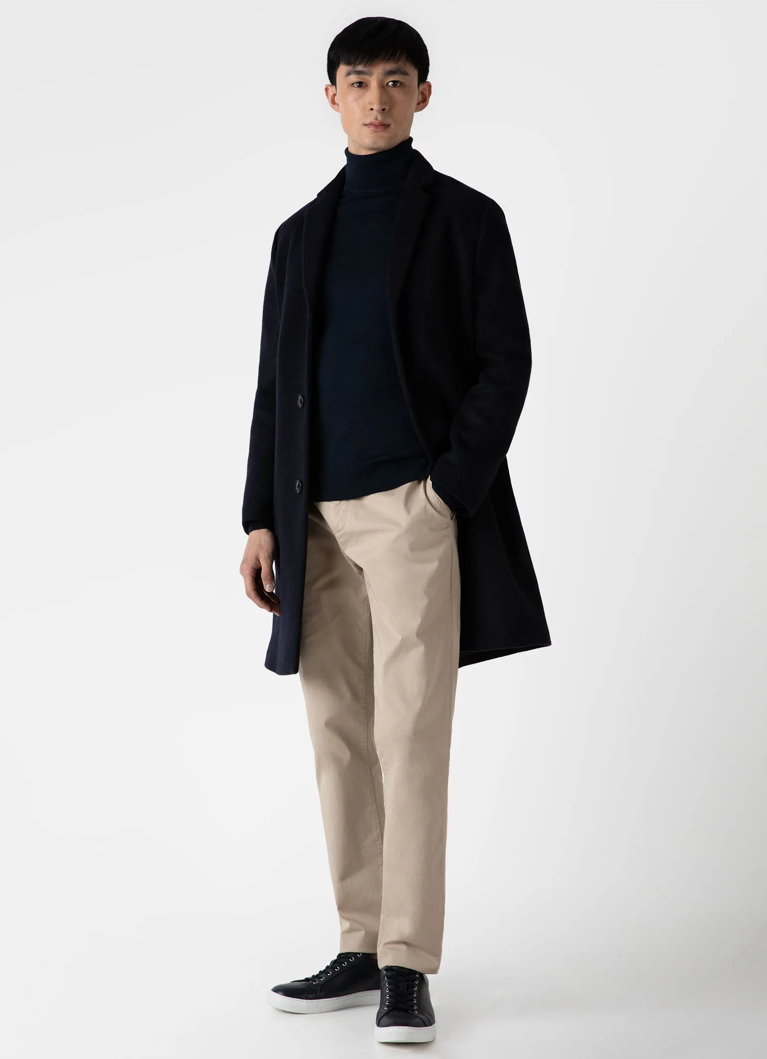 Men's Extra-Fine Merino Roll Neck in Light Navy