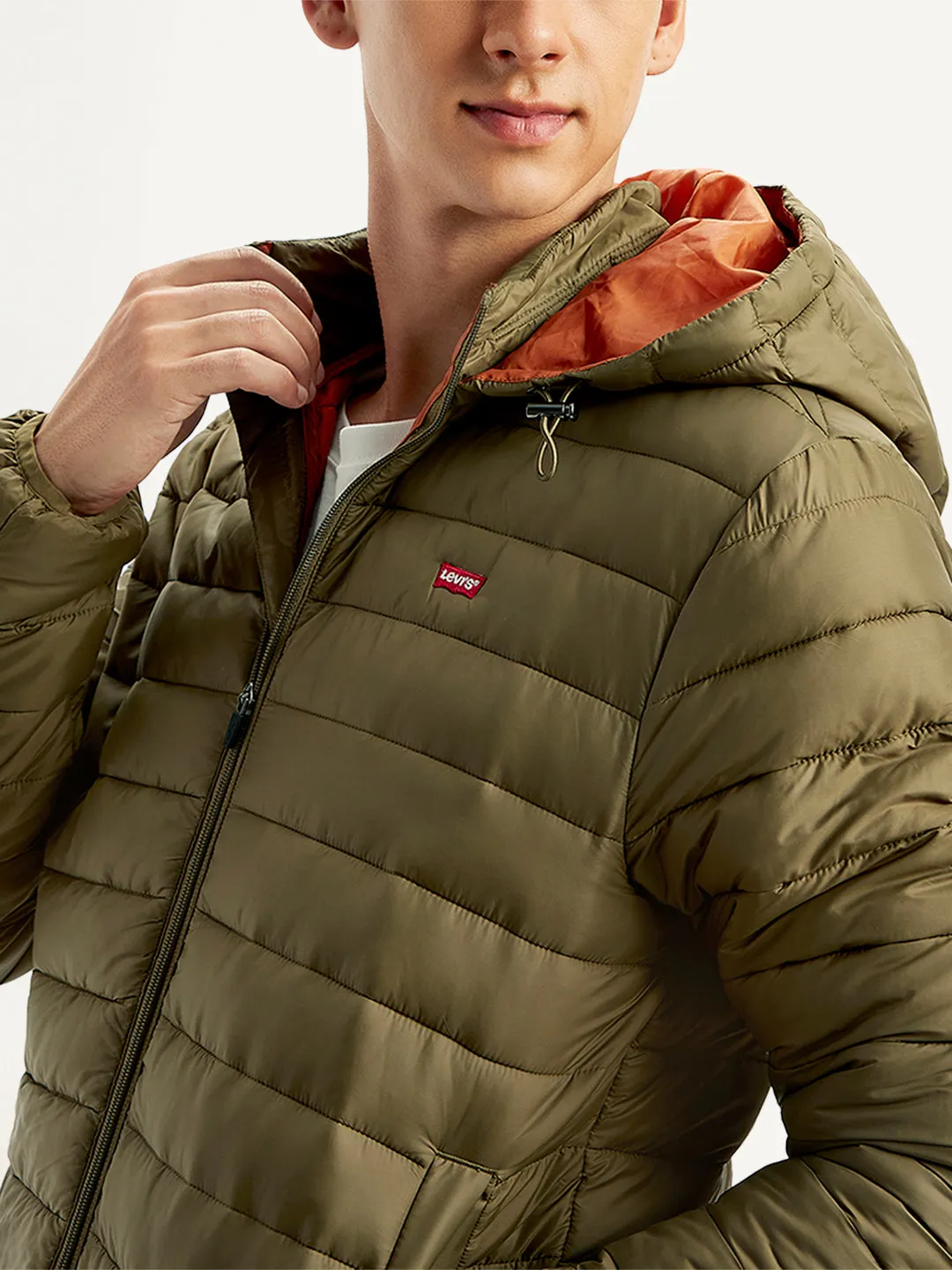 Men's Quilted Brown Hooded Puffer Jacket