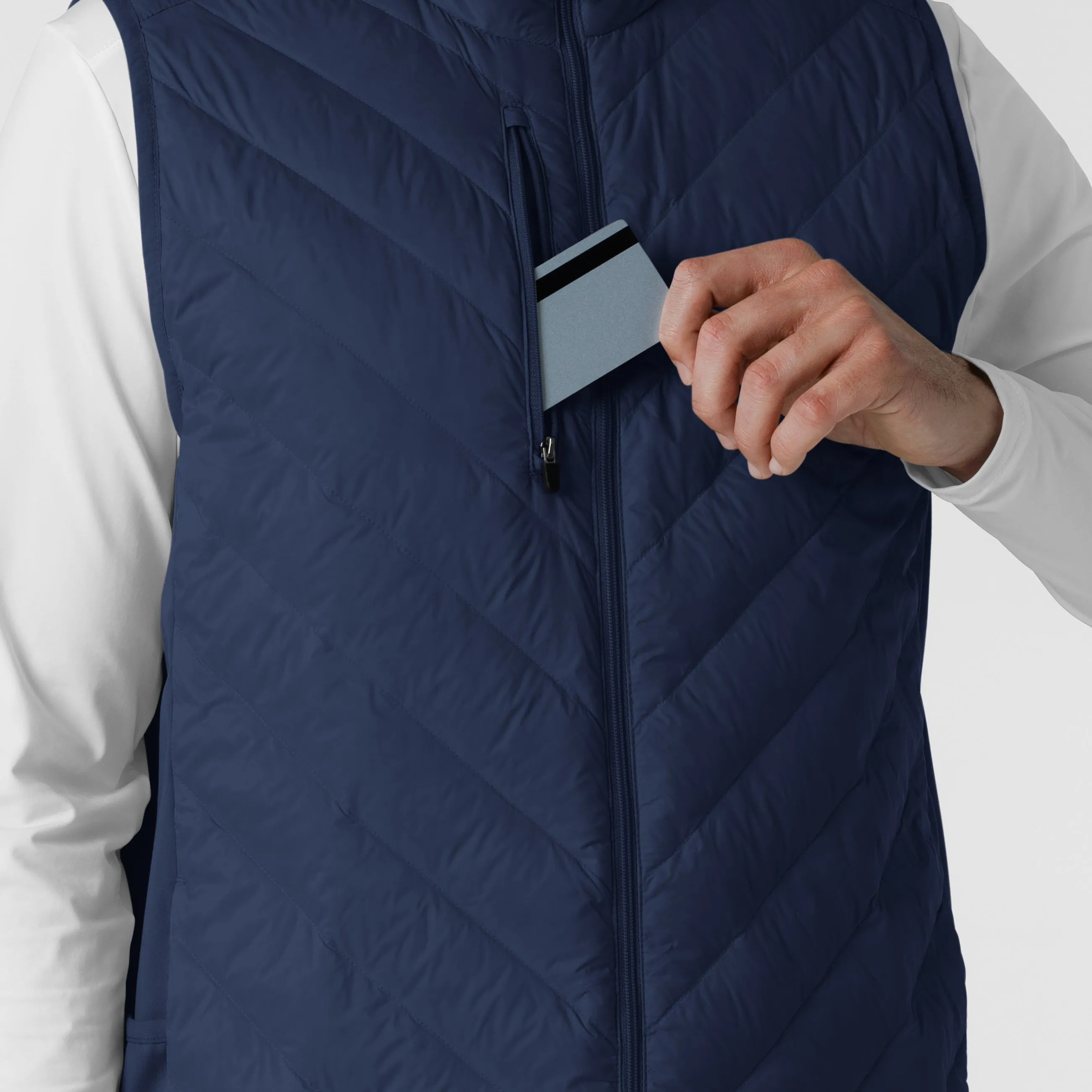 Men's Quilted Scrub Vest - Navy