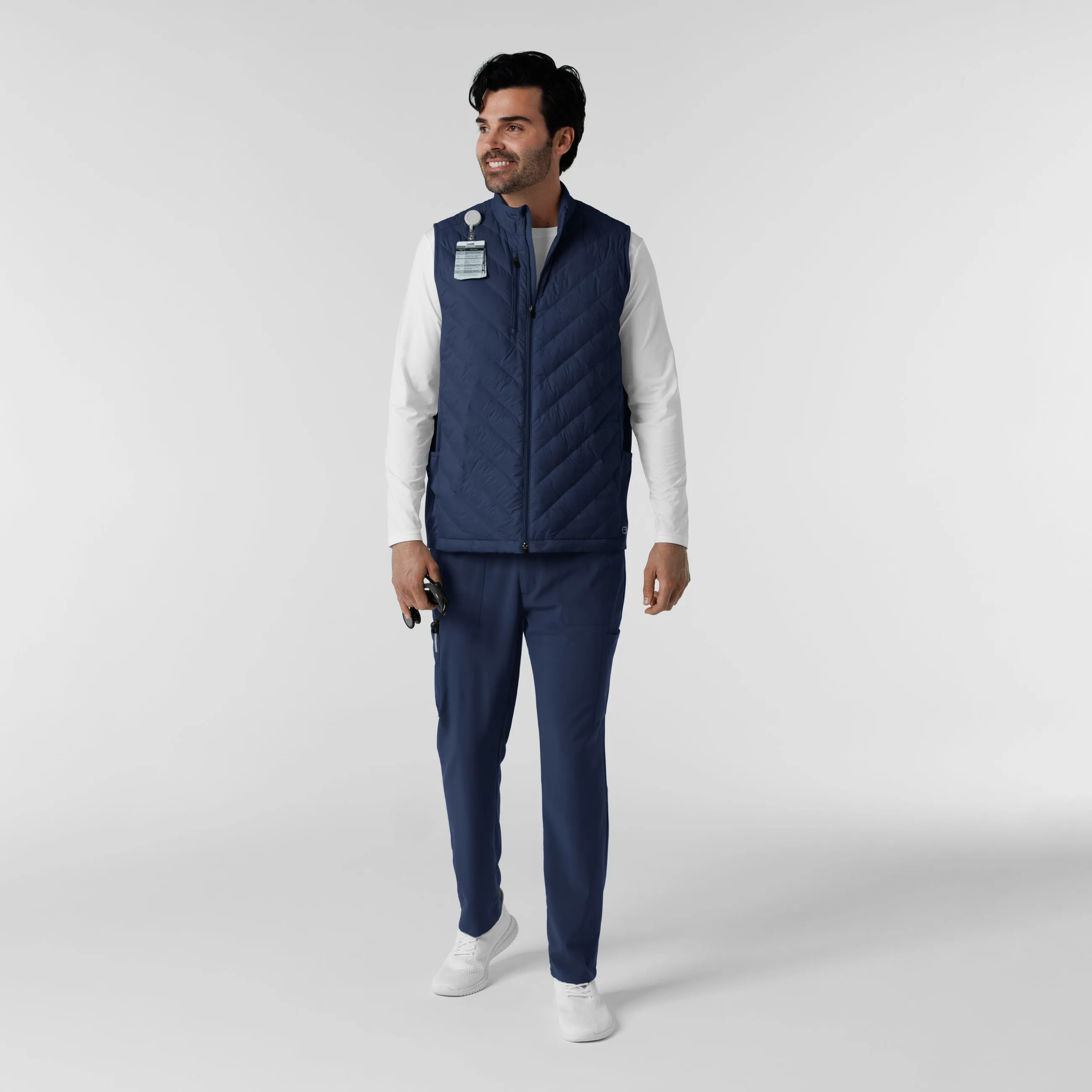 Men's Quilted Scrub Vest - Navy