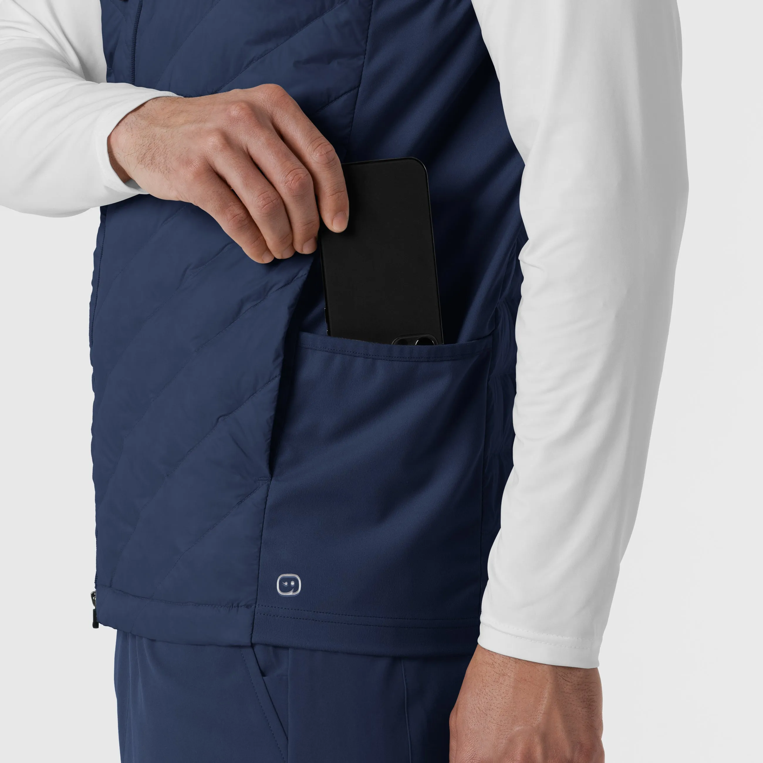 Men's Quilted Scrub Vest - Navy