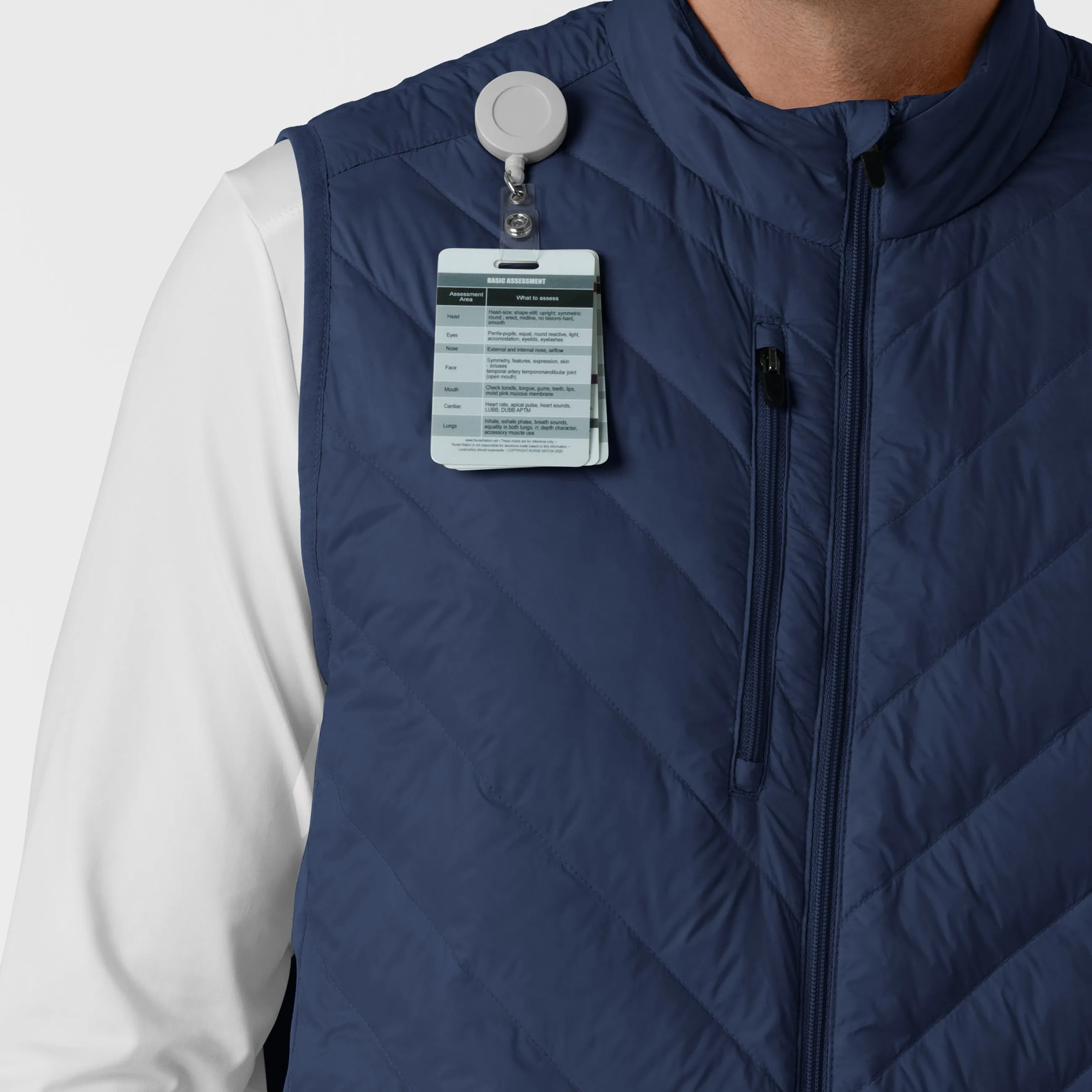 Men's Quilted Scrub Vest - Navy