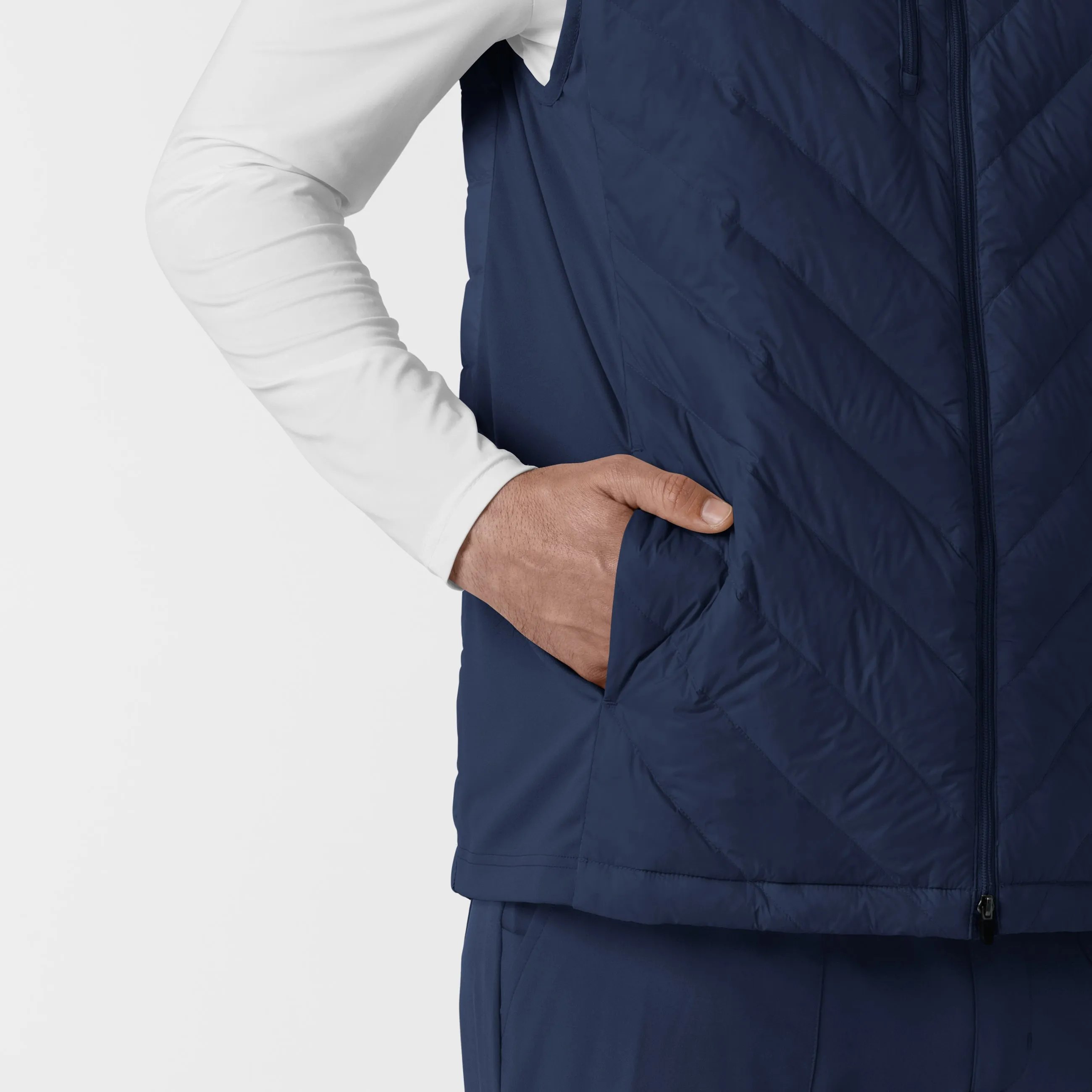 Men's Quilted Scrub Vest - Navy