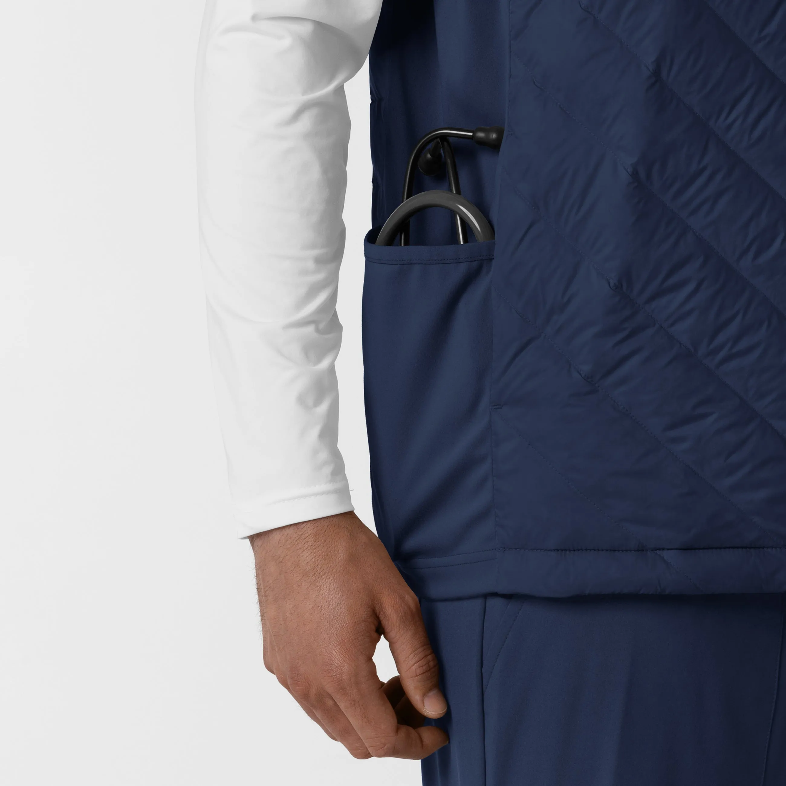 Men's Quilted Scrub Vest - Navy