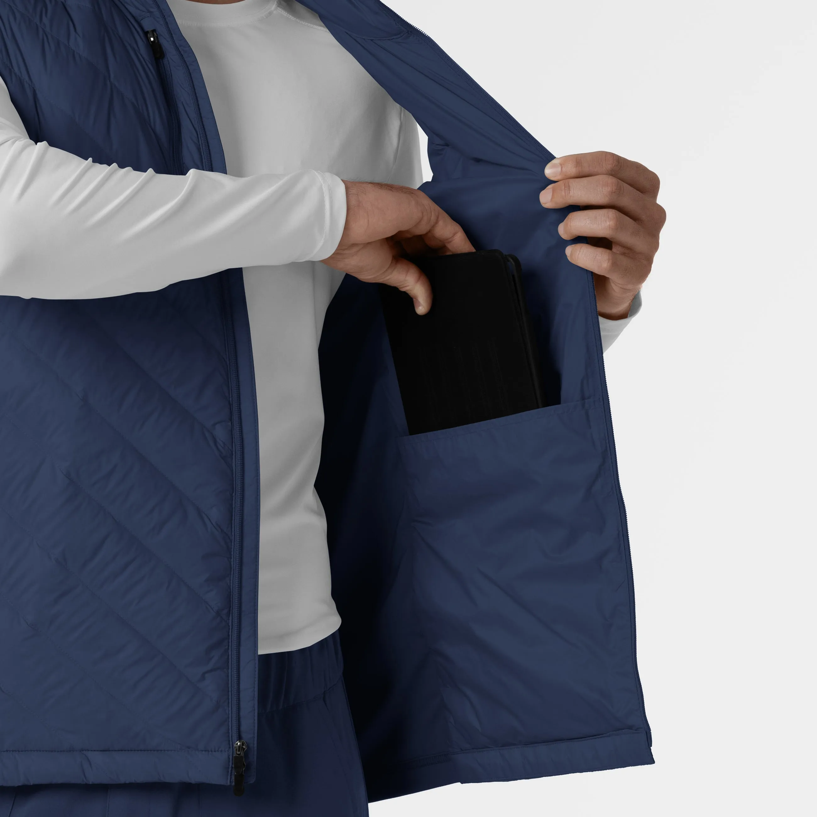 Men's Quilted Scrub Vest - Navy