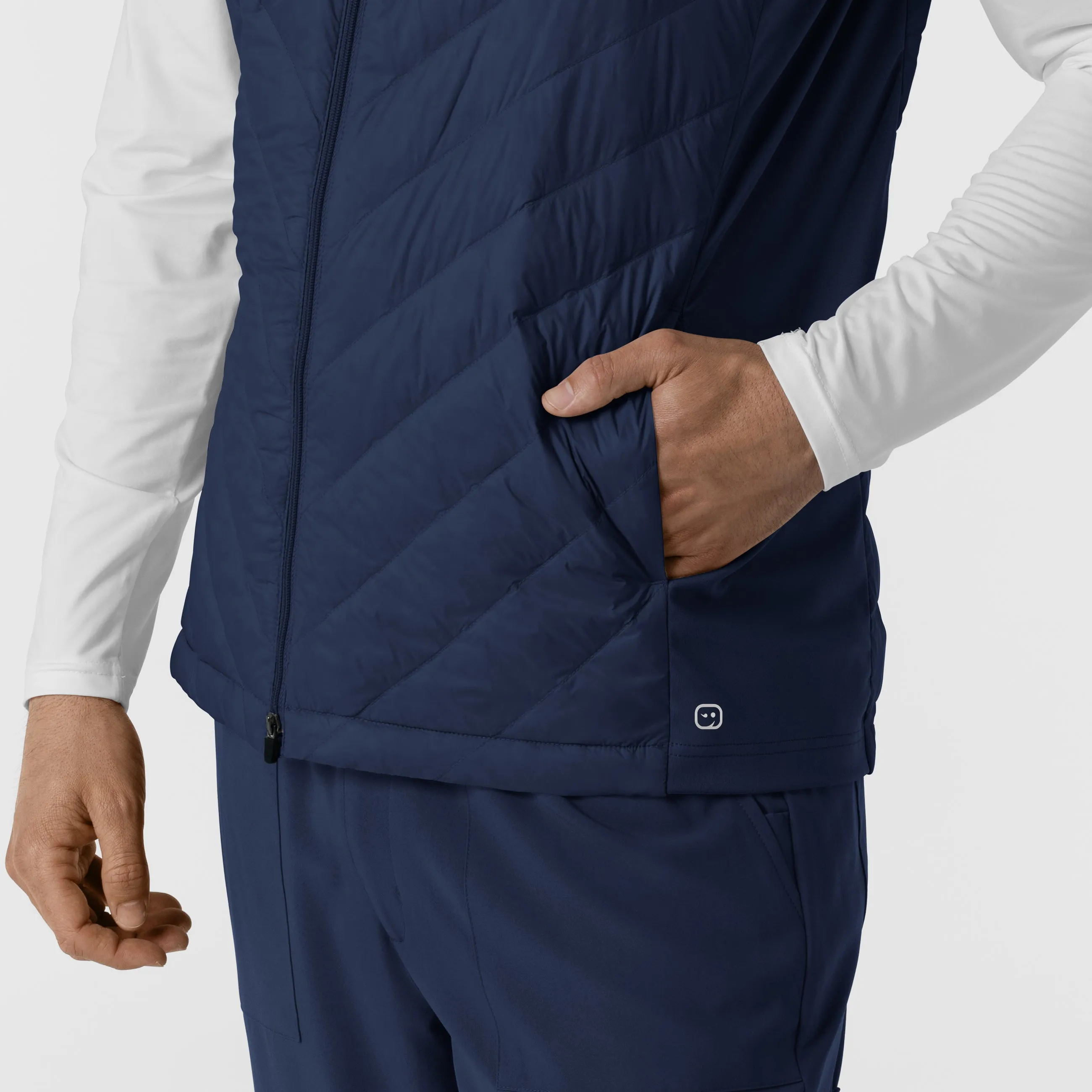 Men's Quilted Scrub Vest - Navy