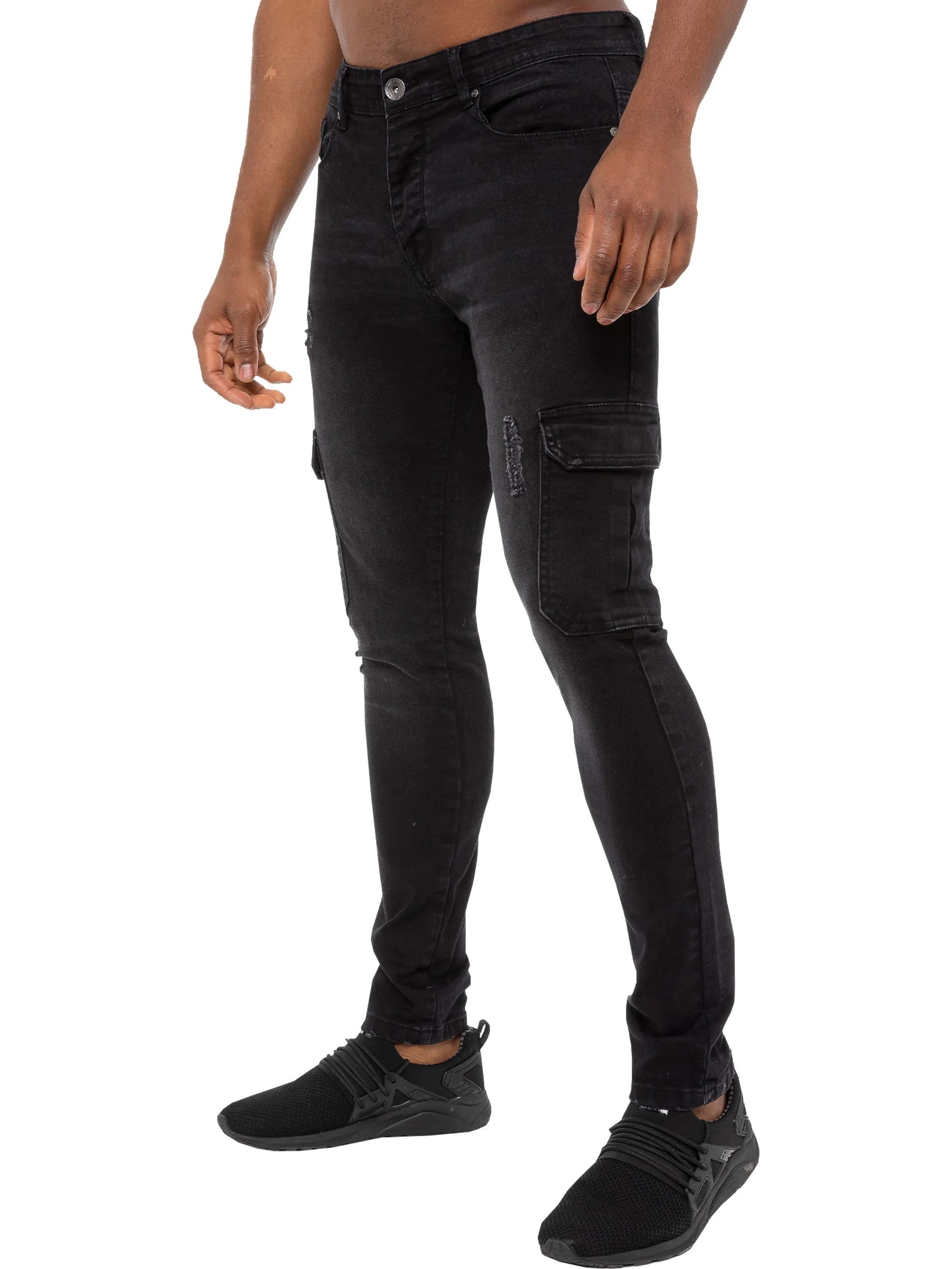 Mens Skinny Stretch Distressed Denim Jeans | Enzo Designer Menswear