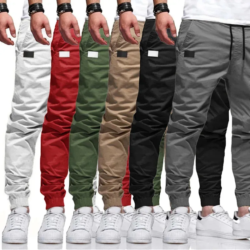 Men's Slim-Fit Joggers with Drawstring Closure and Cargo Pockets