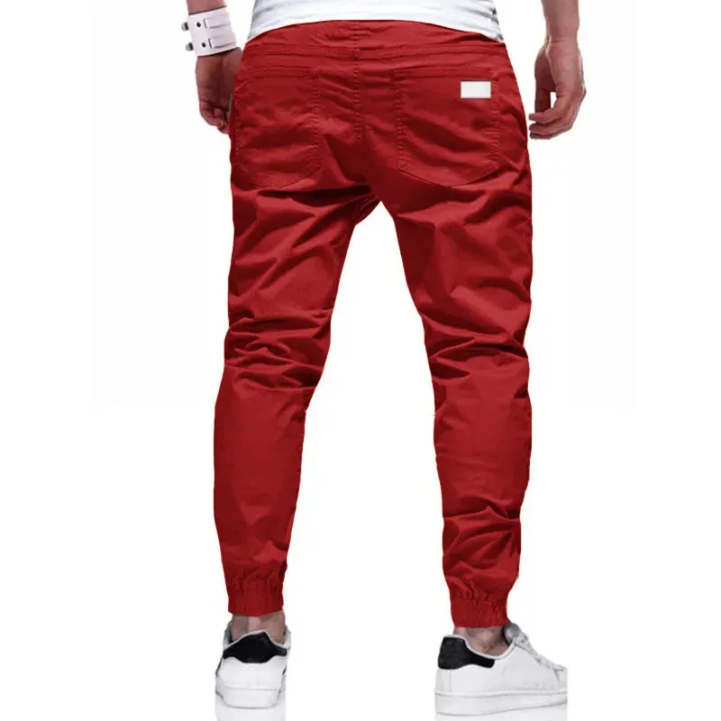 Men's Slim-Fit Joggers with Drawstring Closure and Cargo Pockets