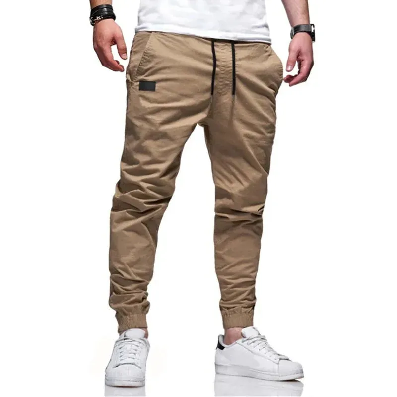 Men's Slim-Fit Joggers with Drawstring Closure and Cargo Pockets