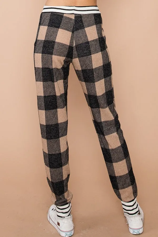 Mocha Plaid Jogger Pants*