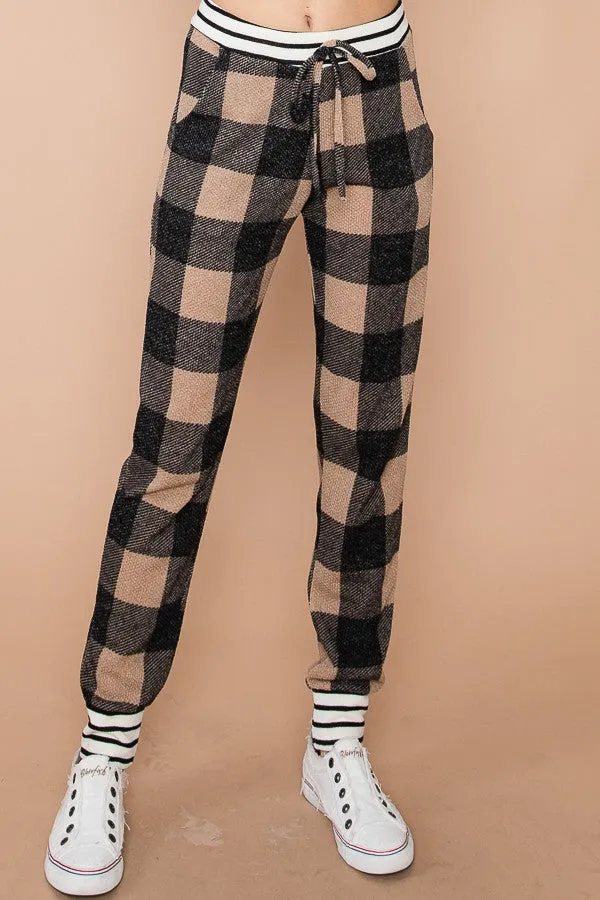 Mocha Plaid Jogger Pants*