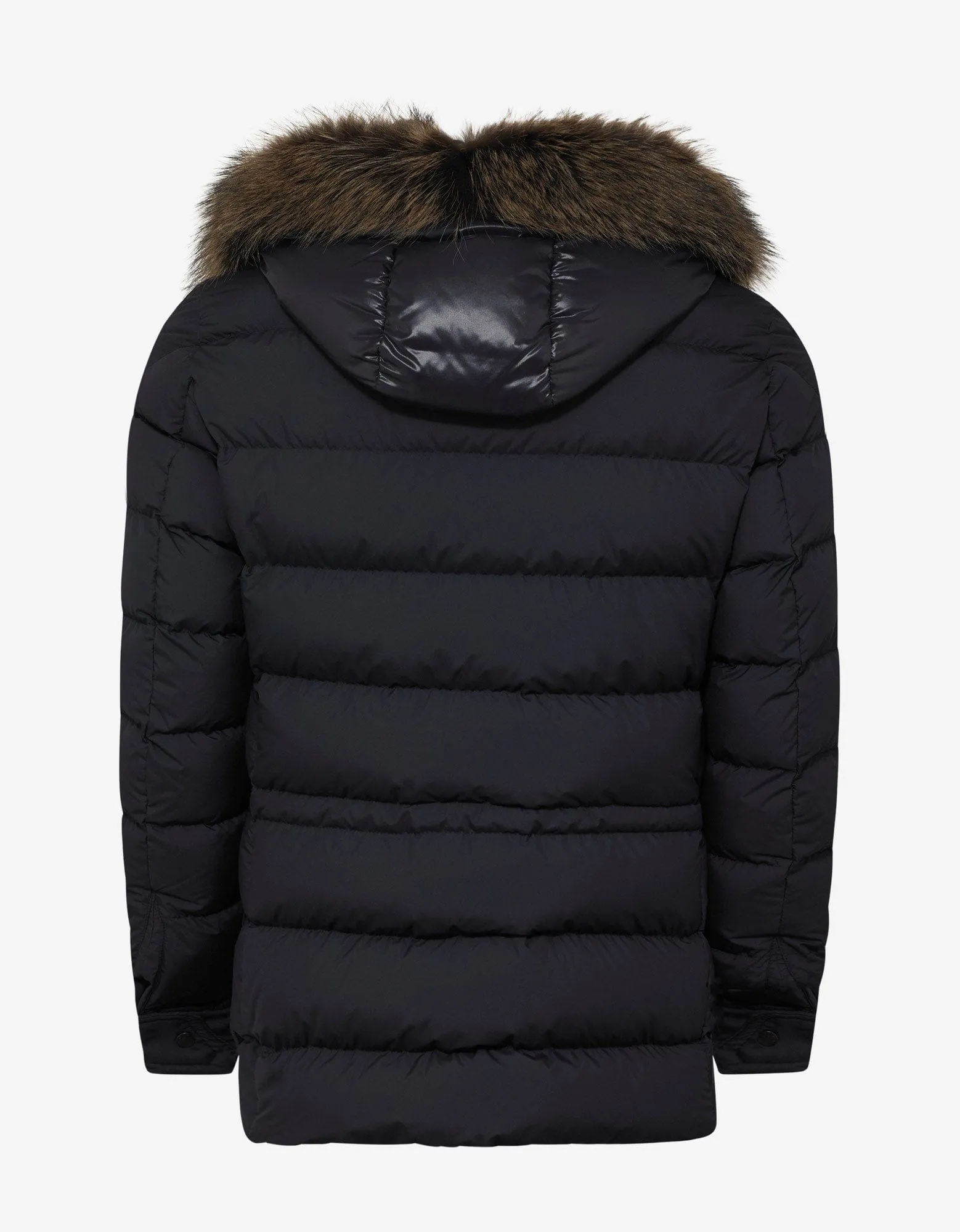 MonclerAugert Navy Blue Fur Trim Down Jacket