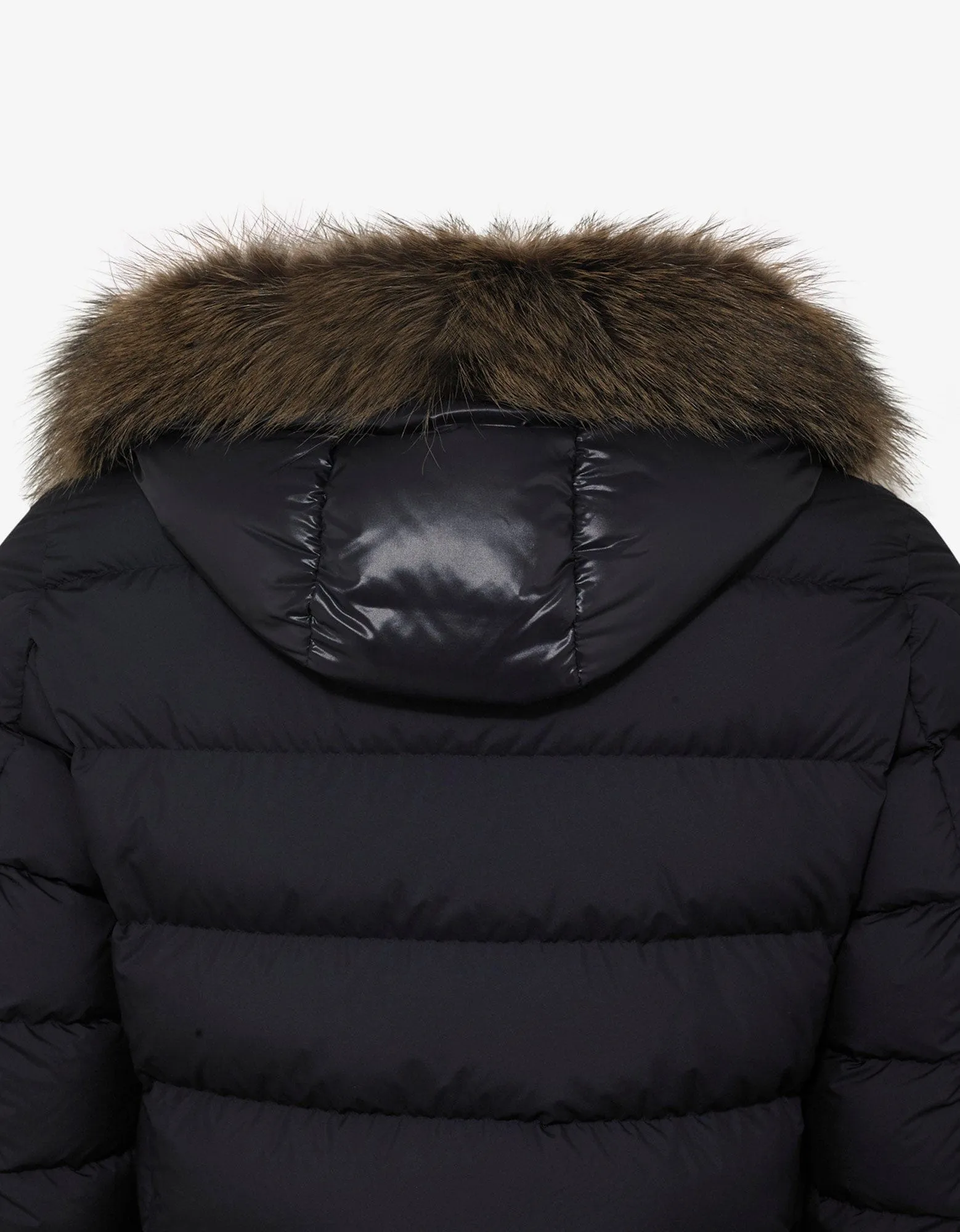 MonclerAugert Navy Blue Fur Trim Down Jacket