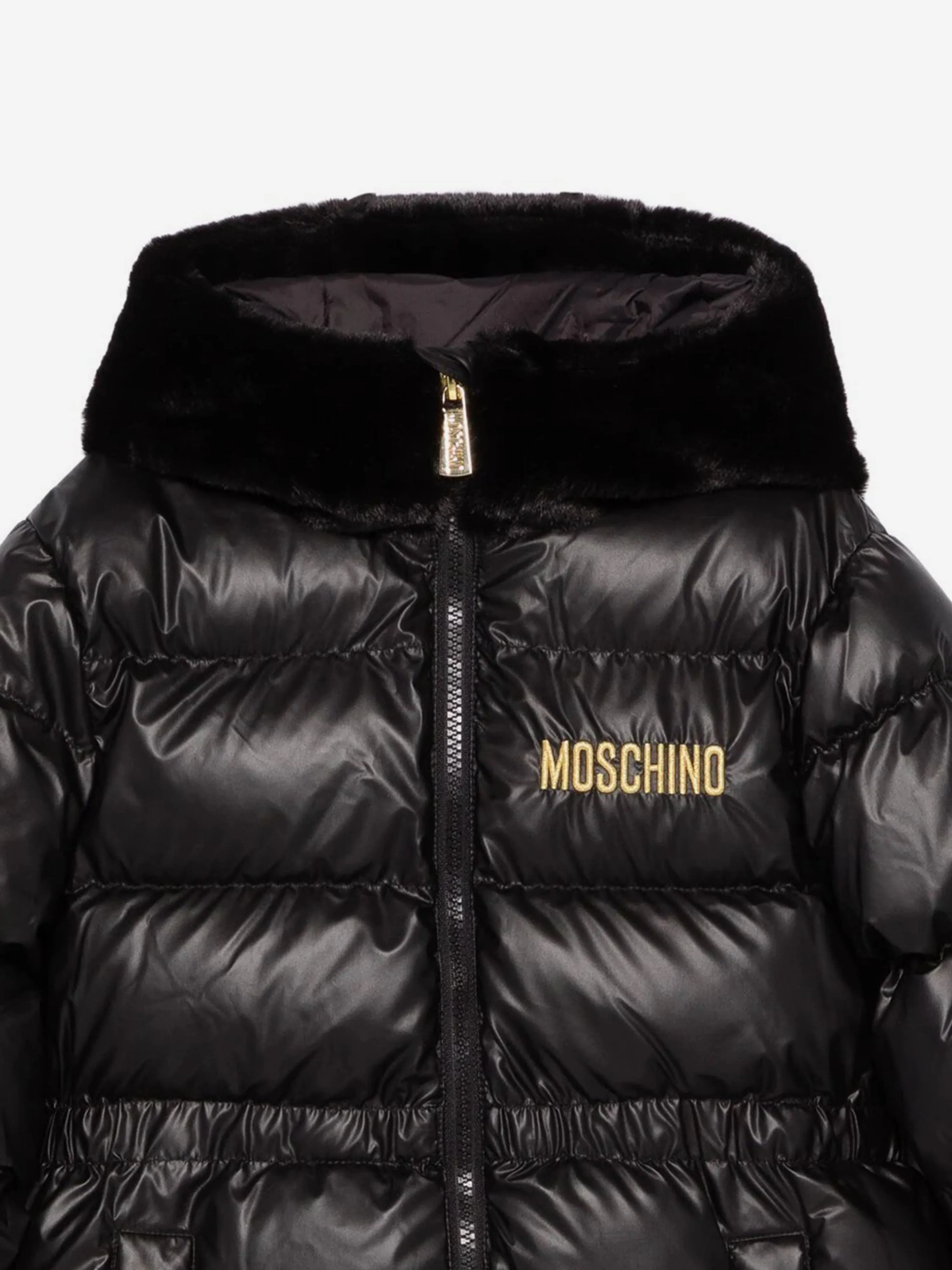 Moschino Girls Logo Puffer Jacket in Black