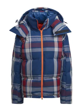 Mystery Blue Check Mid Length Padded Winter Jacket