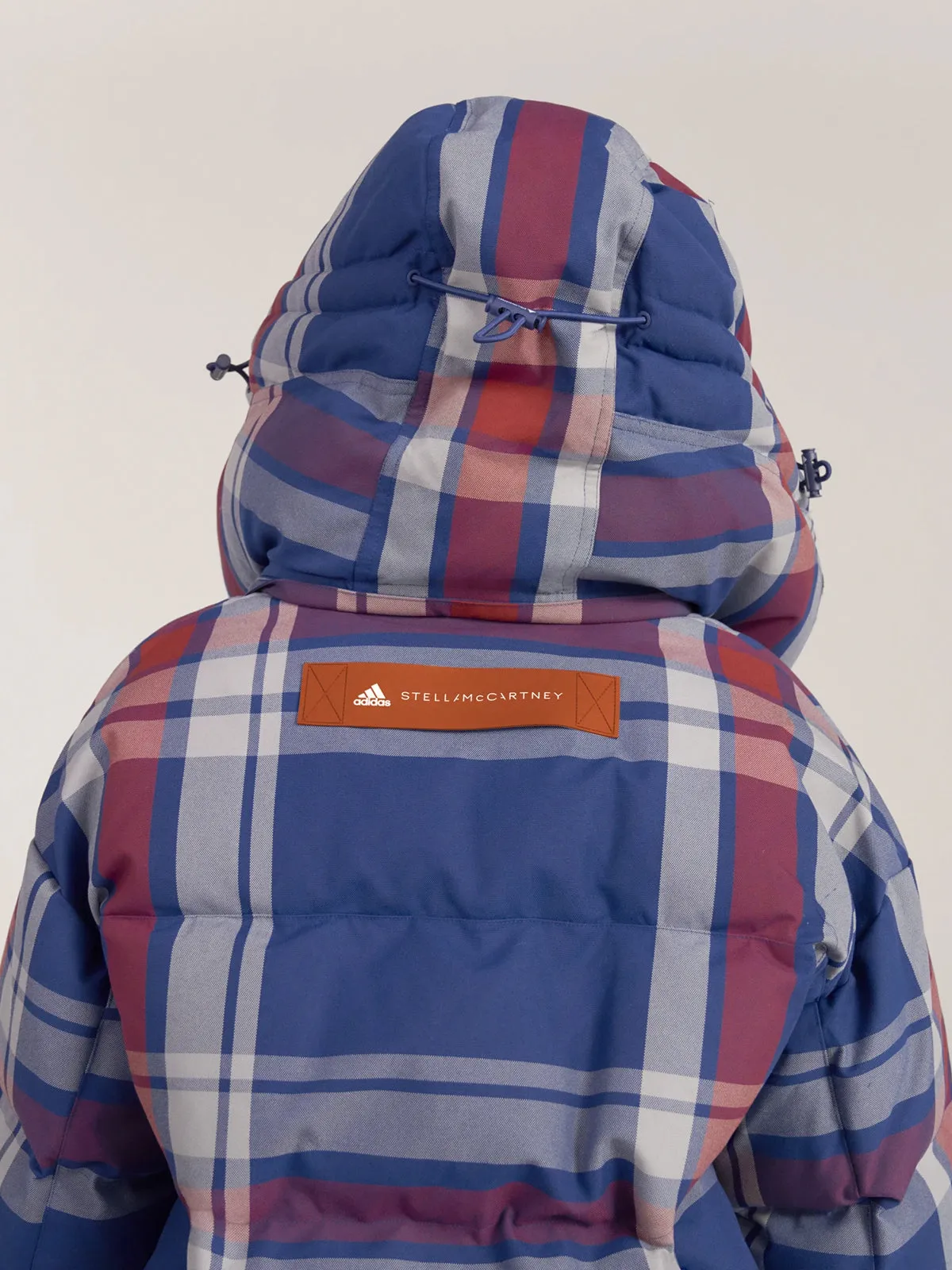 Mystery Blue Check Mid Length Padded Winter Jacket