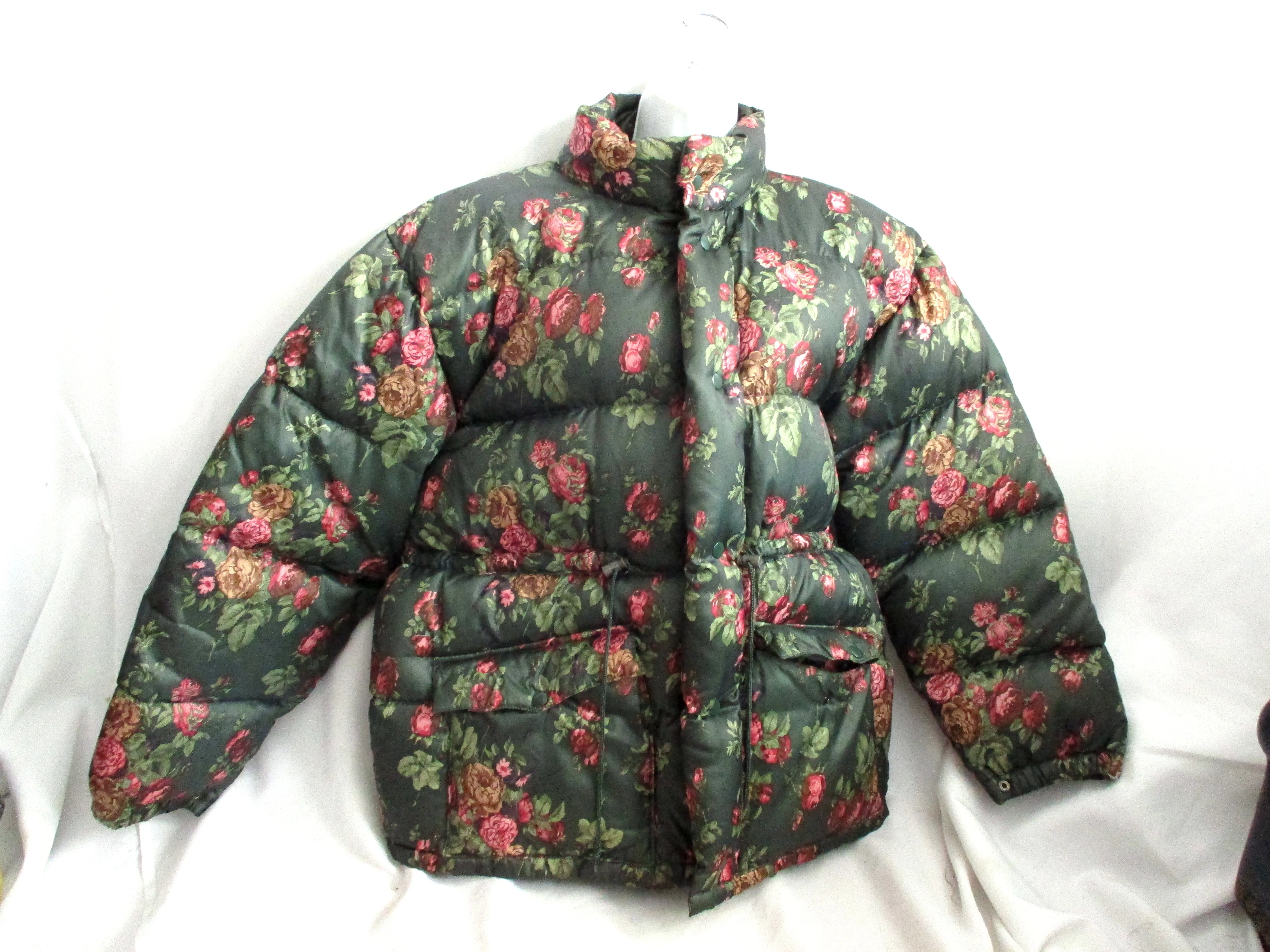 NAF NAF DOWN Puffer jacket coat FLORAL Hood 1