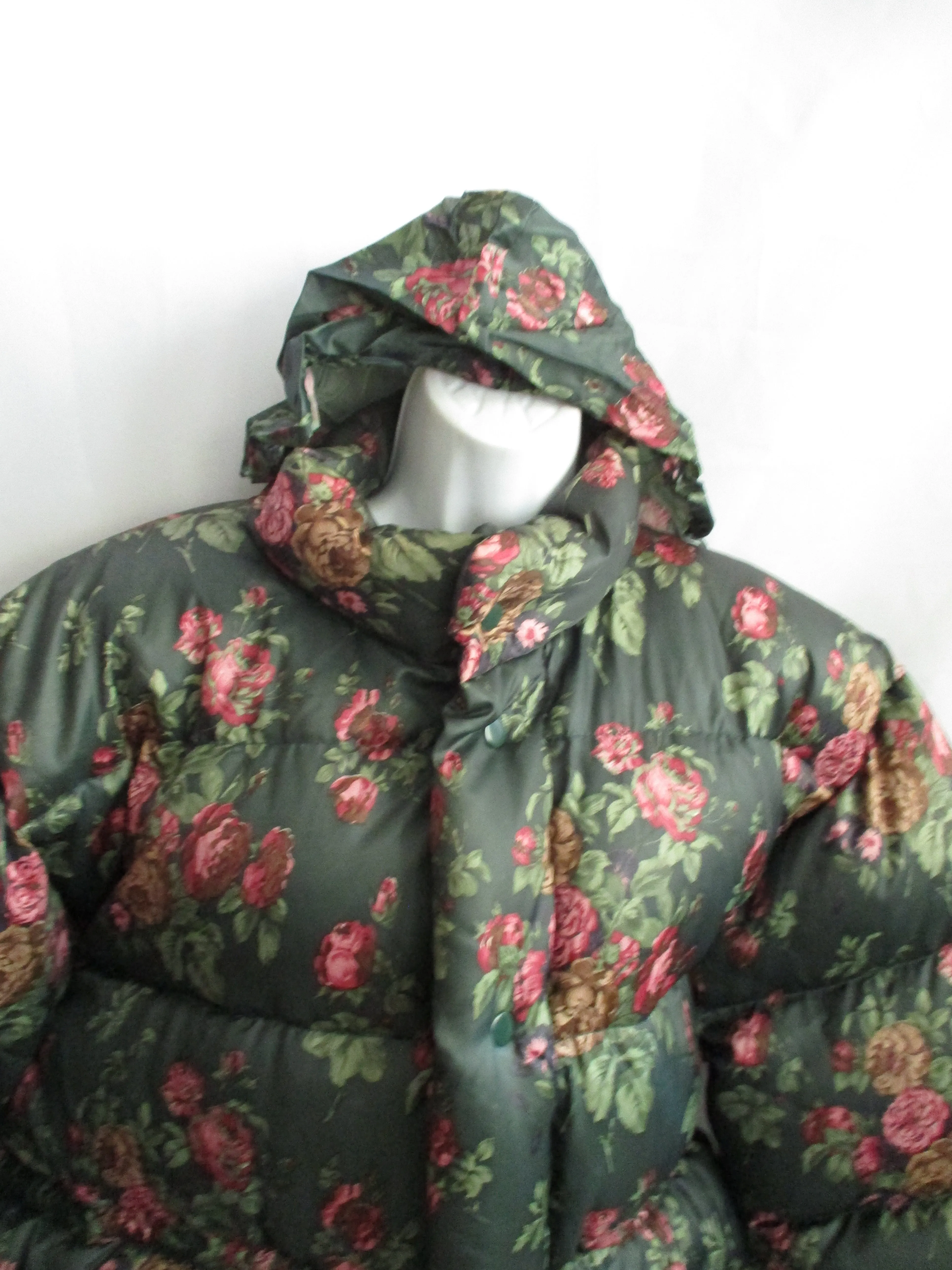 NAF NAF DOWN Puffer jacket coat FLORAL Hood 1