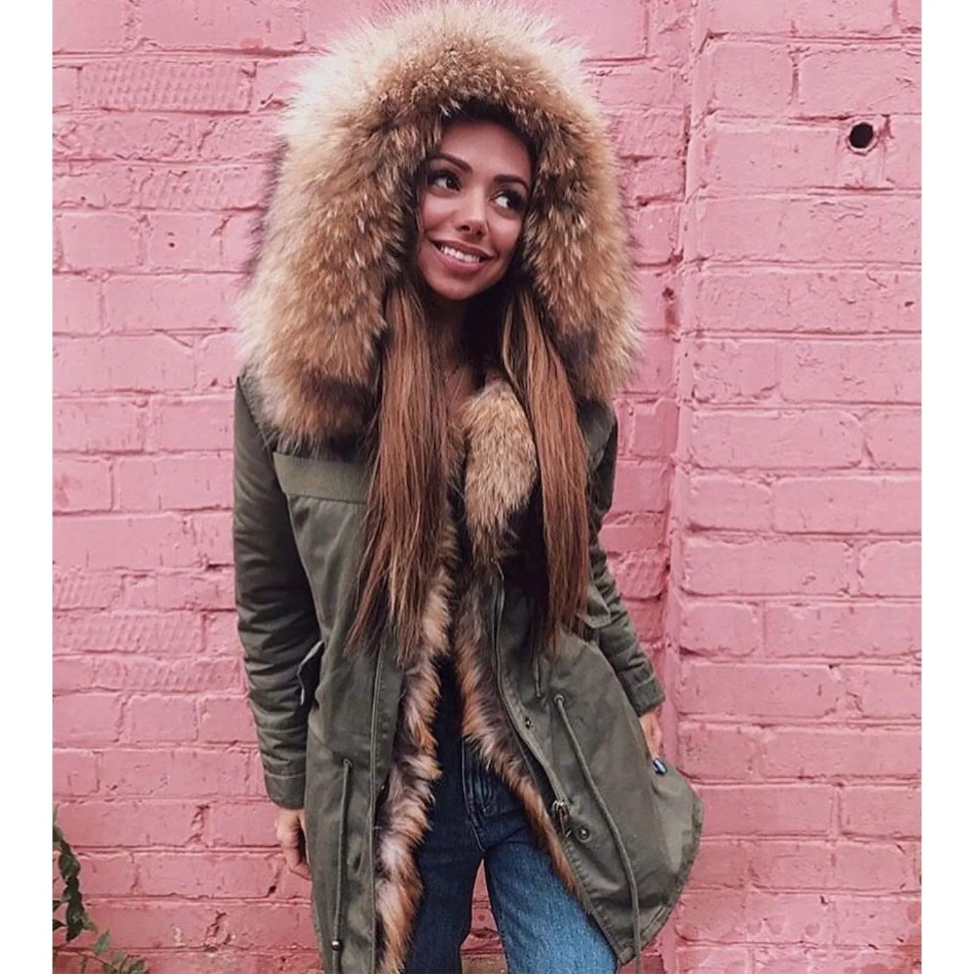 Natural Fur Green Parka