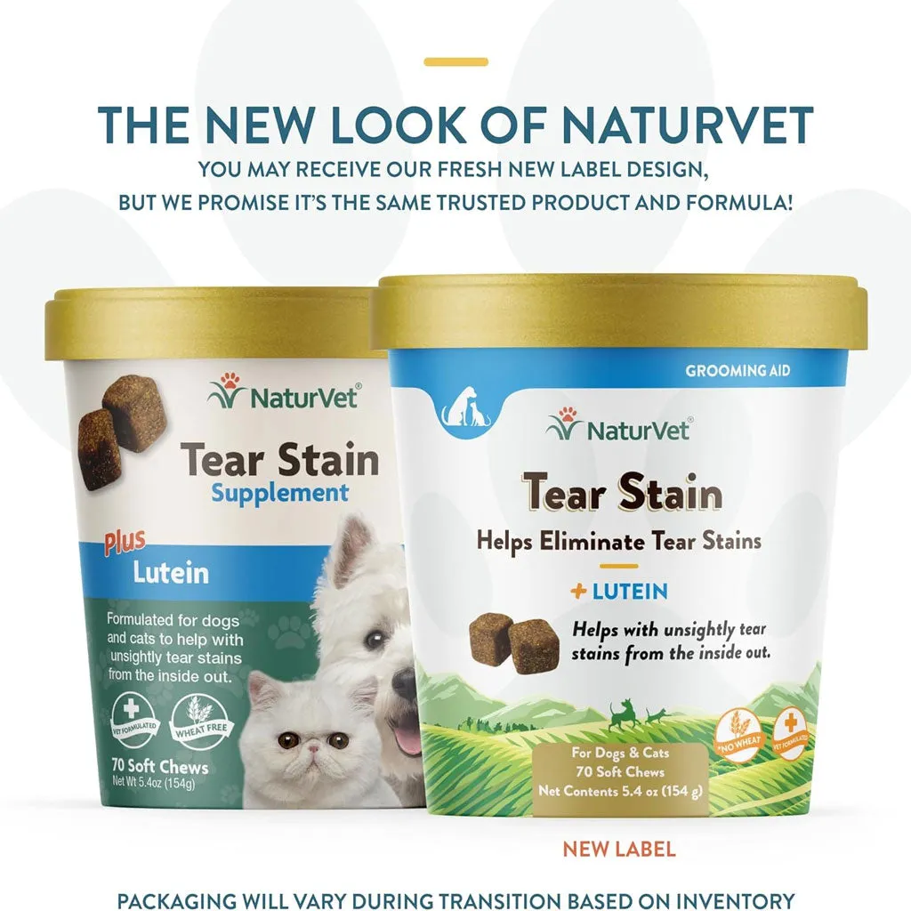 NaturVet Tear Stain Supplement Soft Chews with Lutein for Dogs & Cats, 70 count