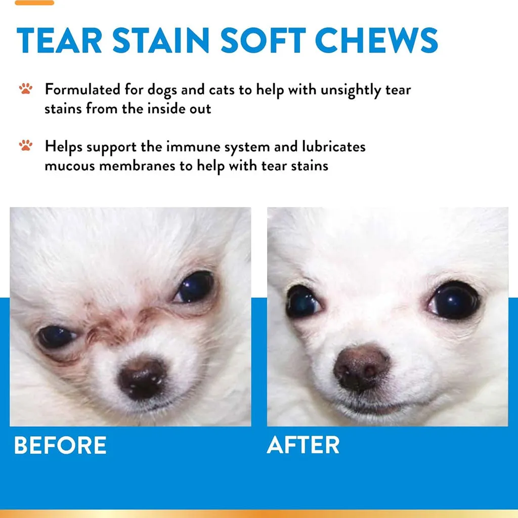 NaturVet Tear Stain Supplement Soft Chews with Lutein for Dogs & Cats, 70 count