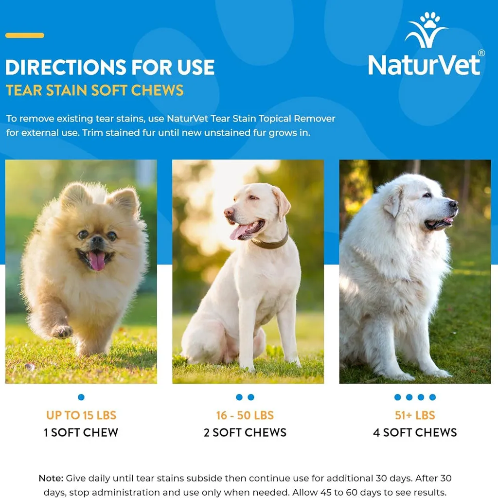 NaturVet Tear Stain Supplement Soft Chews with Lutein for Dogs & Cats, 70 count