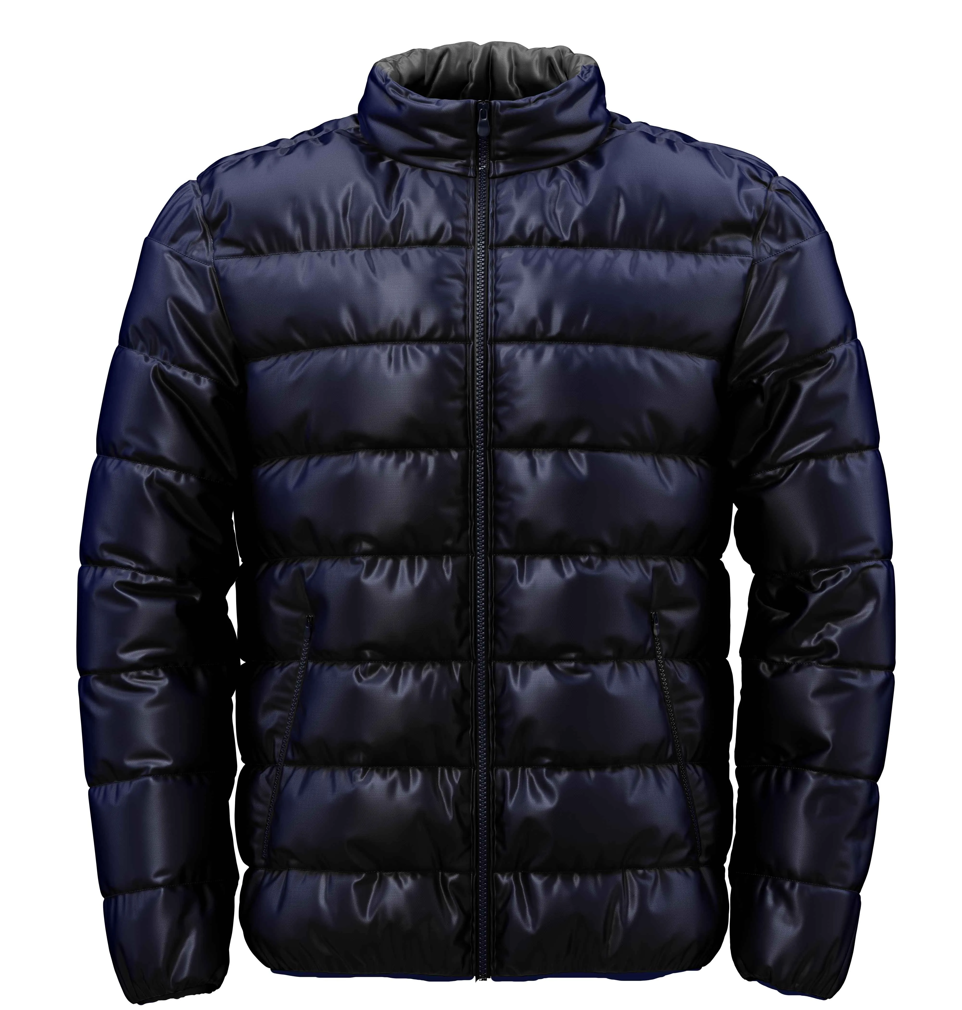 Navy Blue Reversible Puffer Plus Size Jacket