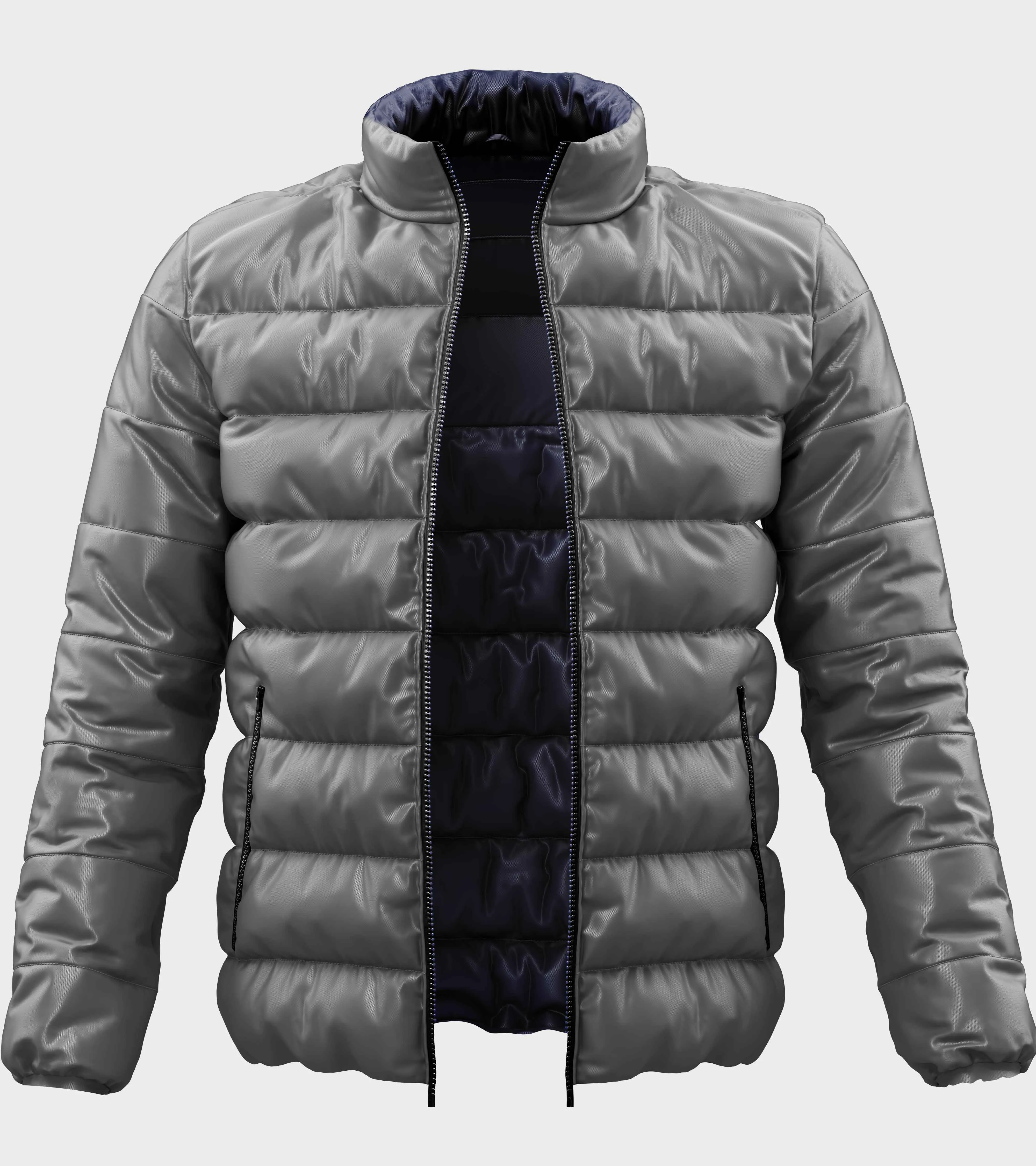 Navy Blue Reversible Puffer Plus Size Jacket