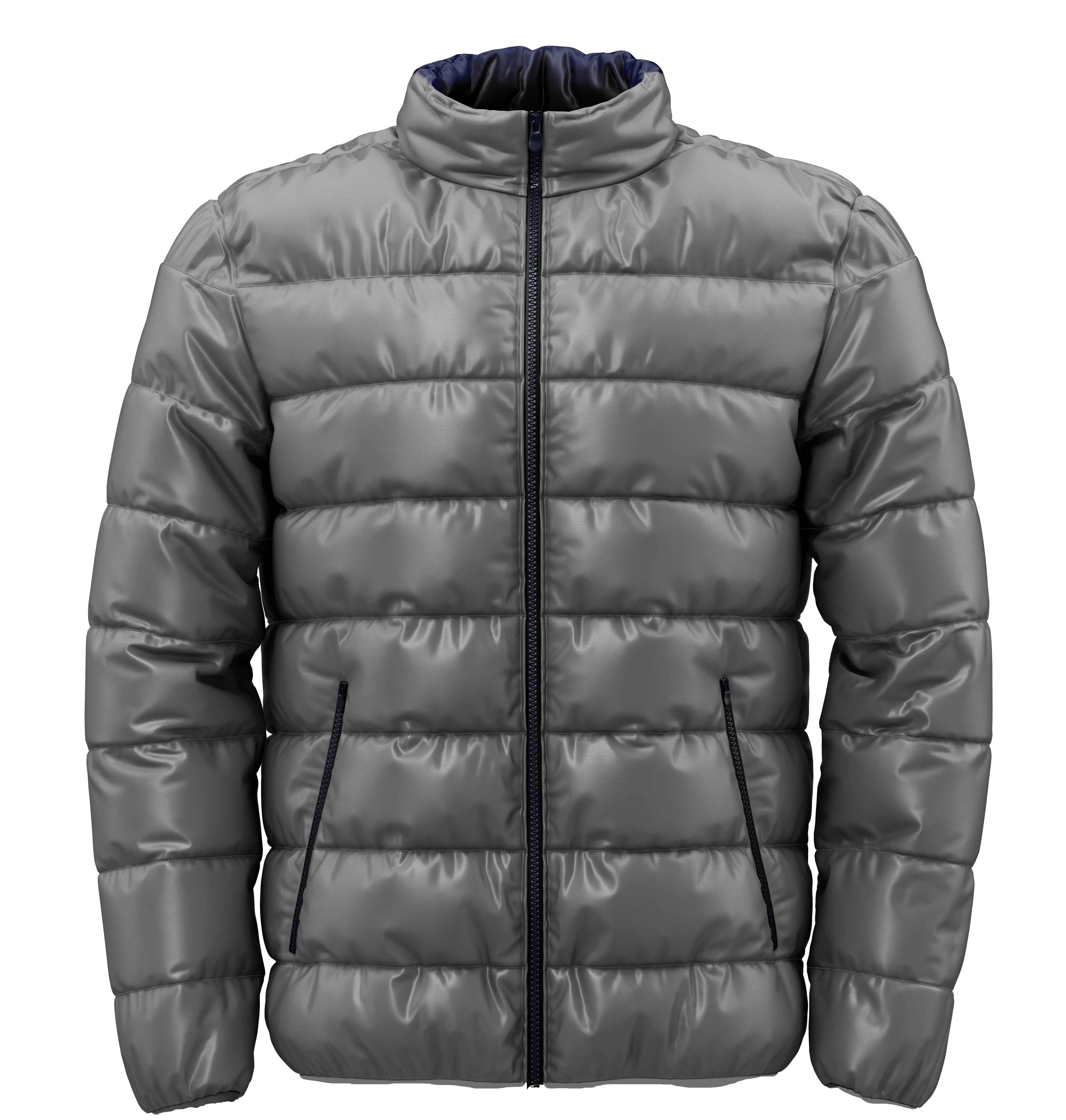 Navy Blue Reversible Puffer Plus Size Jacket