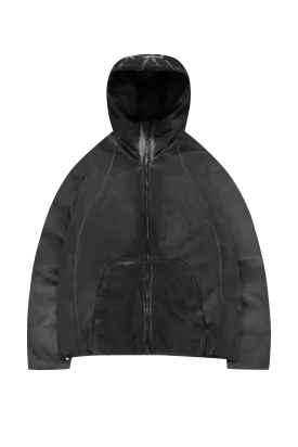 OIL WASHED PUFFER JACKET BLACK