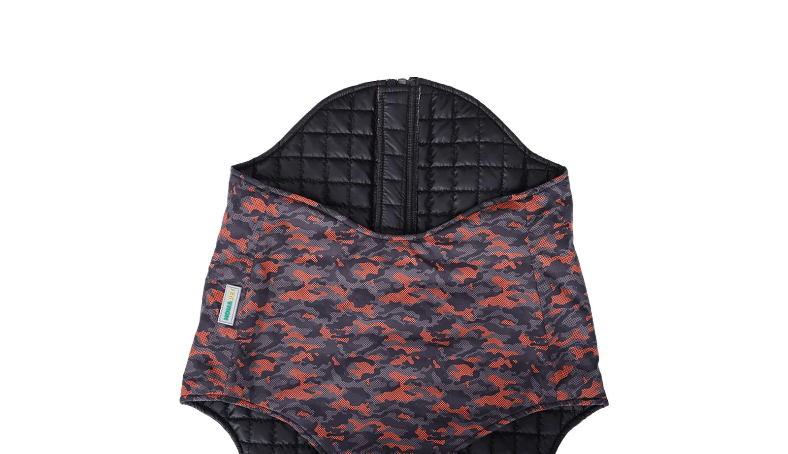 Orange Black Camo Dog Quilted Jacket - Printed