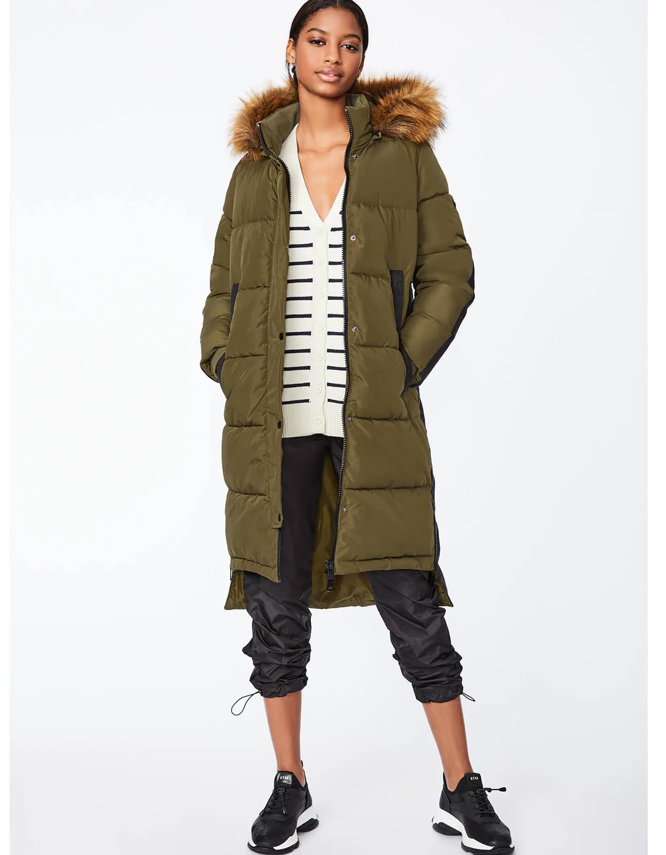 Outdoorsy Wool Combo Puffer Coat