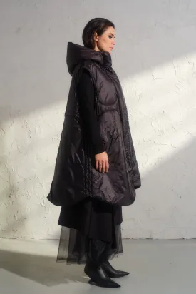 Oversized black autumn/winter maxi puffer gilet