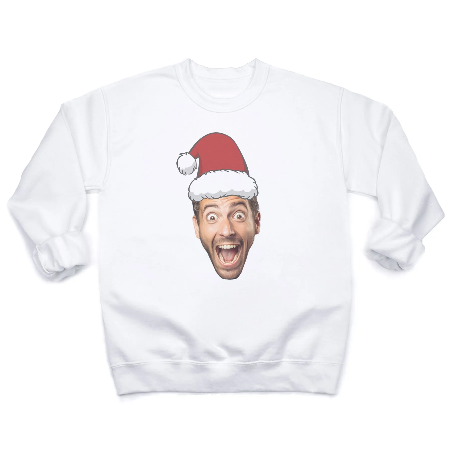 PERSONALISED Face & Santa Hat Christmas Sweater - Christmas Jumper Sweatshirt - All Sizes