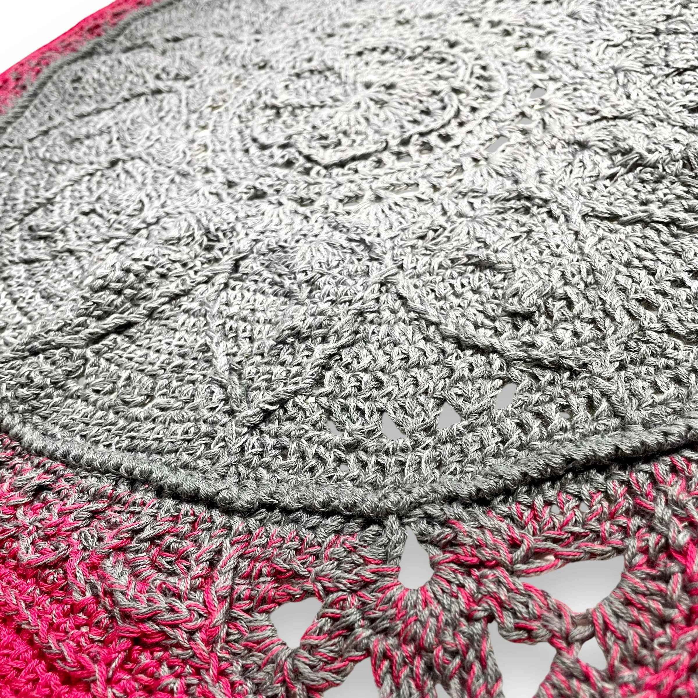 Pink   Gray Crochet Square Mandala